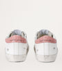 Pink Leather Croc-Embossed Super-Star Sneakers