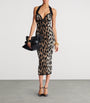 Balmain Brown Leopard Jacquard Midi Dress