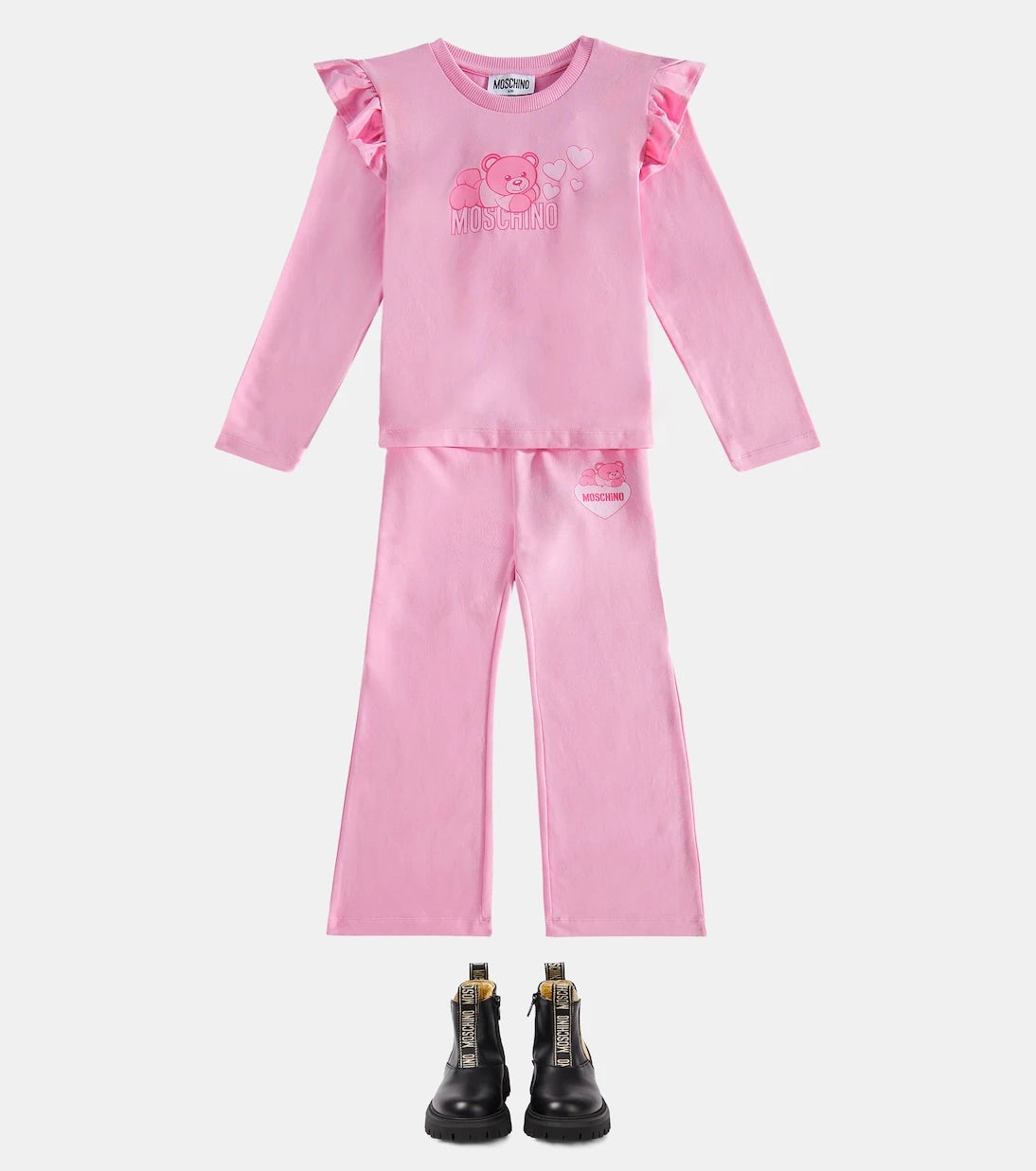 Moschino Kids - بنطال رياضي تيدي بير من القطن المخلوط
