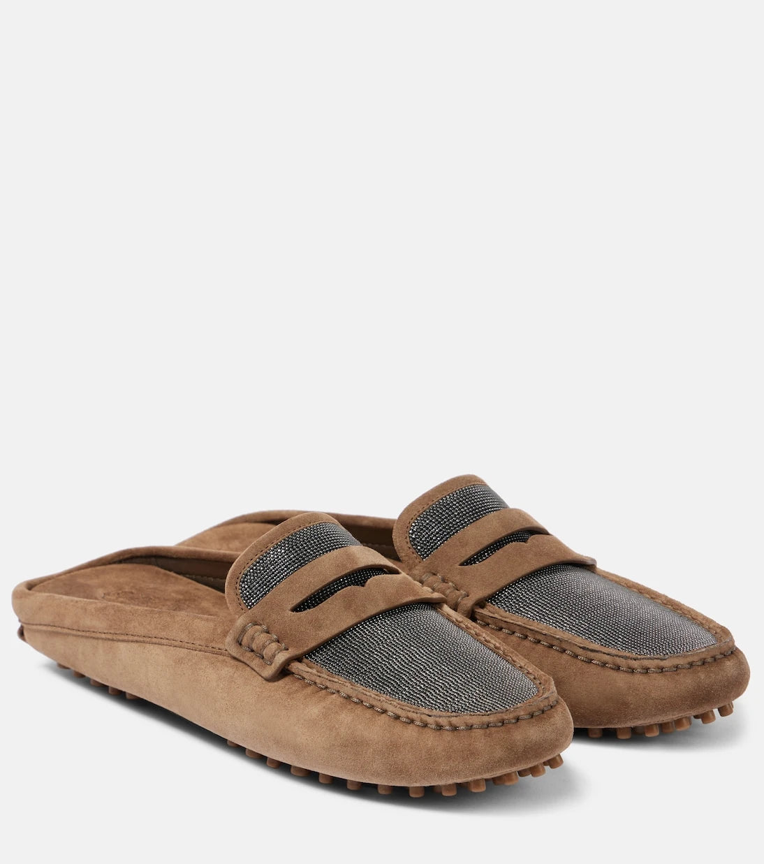 Brunello Cucinelli - Monili suede driving mules