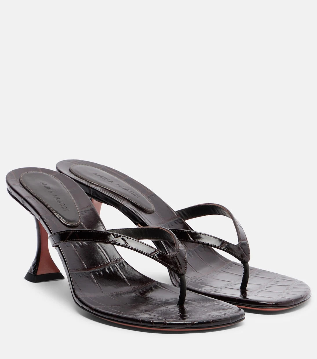 Amina Muaddi - Juliette croc-effect leather thong sandals