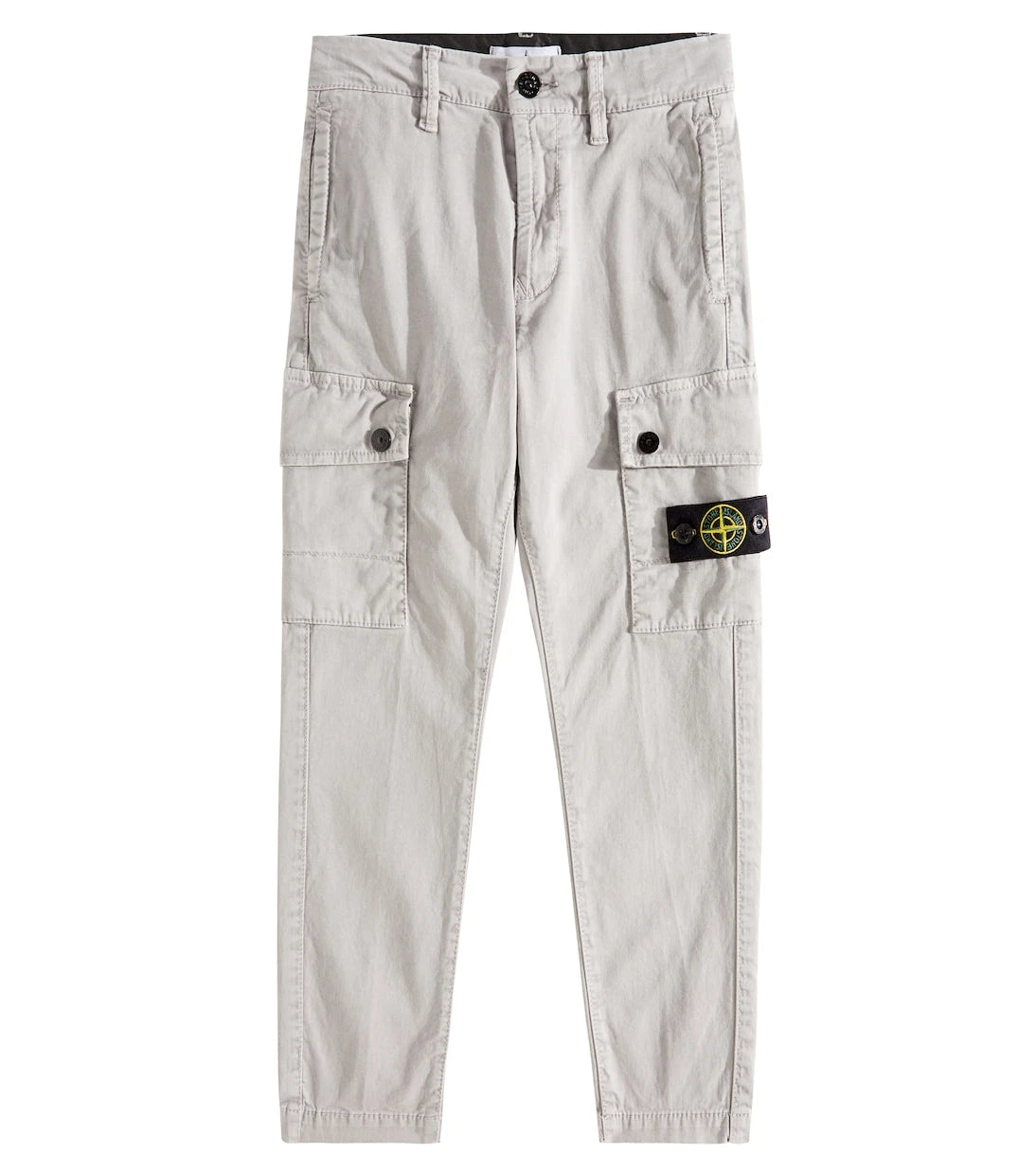 Stone Island Junior - بنطلون قطني واسع من الأعلى وضيق من الأسفل
