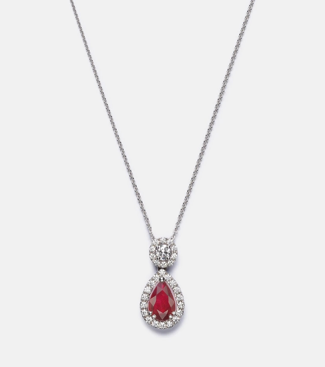 Bucherer Fine Jewellery - Classics 18kt white gold pendant necklace with ruby