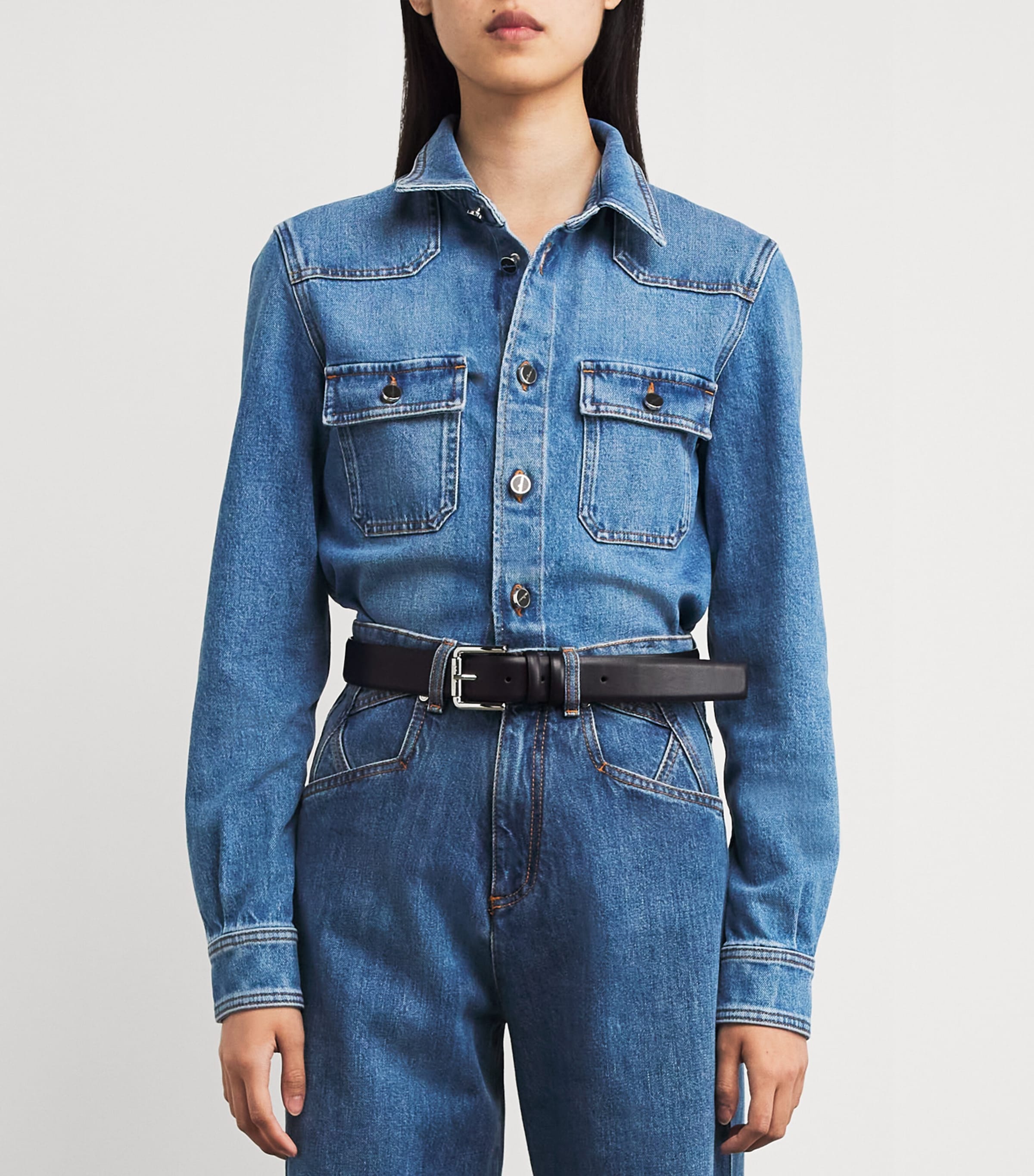 Max Mara Black Leather Belt Suspenders