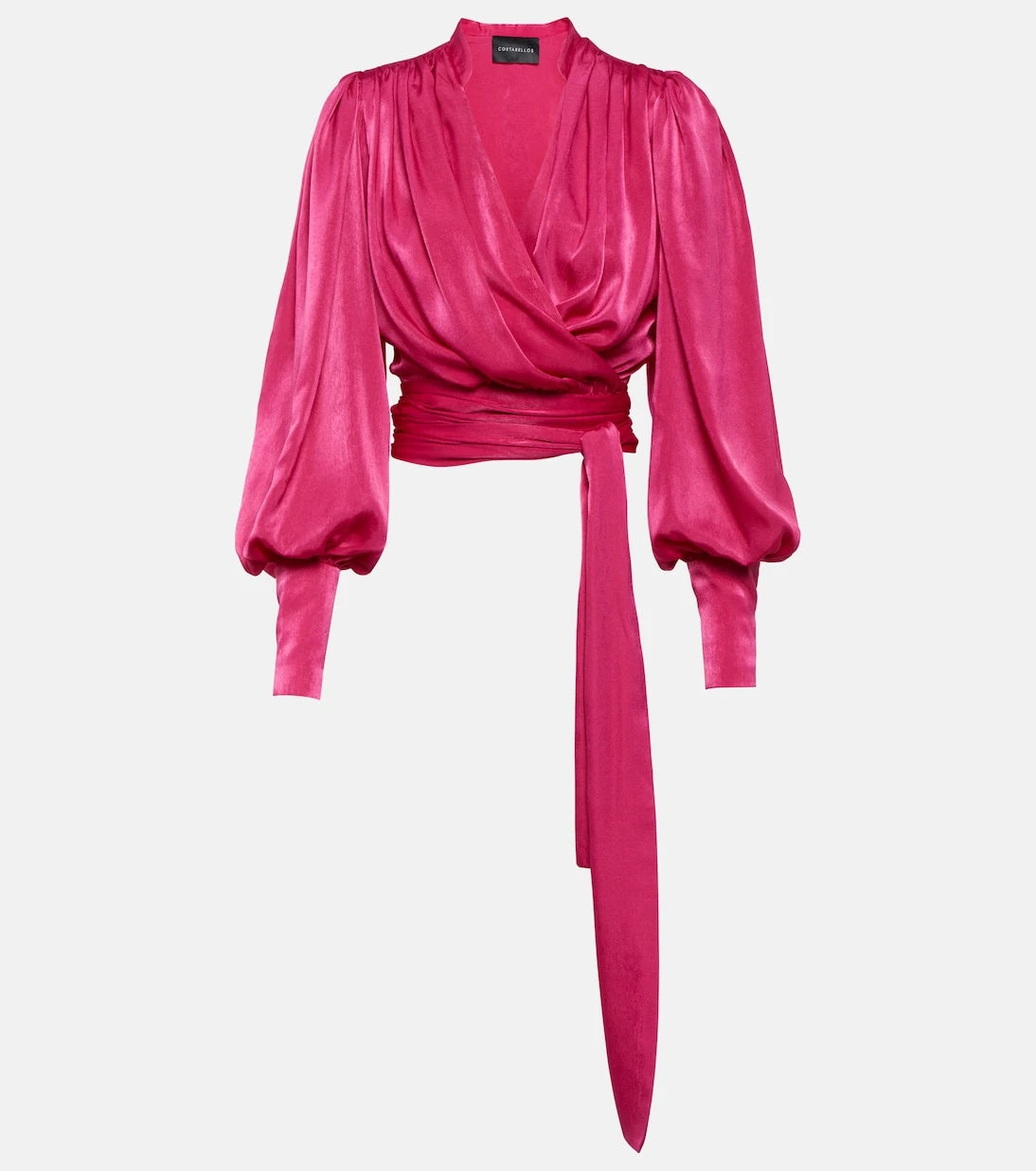 Costarellos - Mouglalis wrap satin blouse