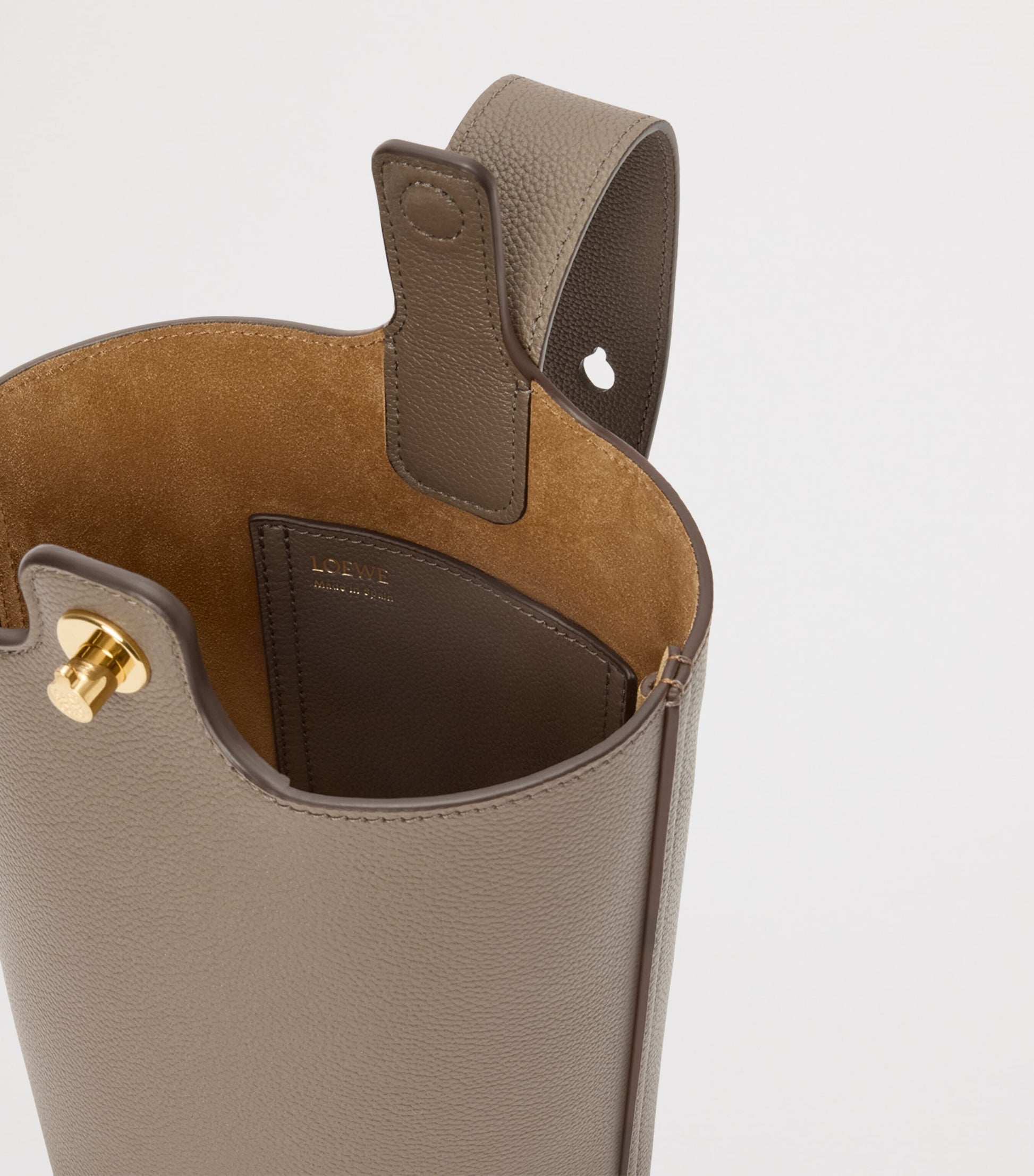 LOEWE Brown Mini Leather Pebble Bucket Bag
