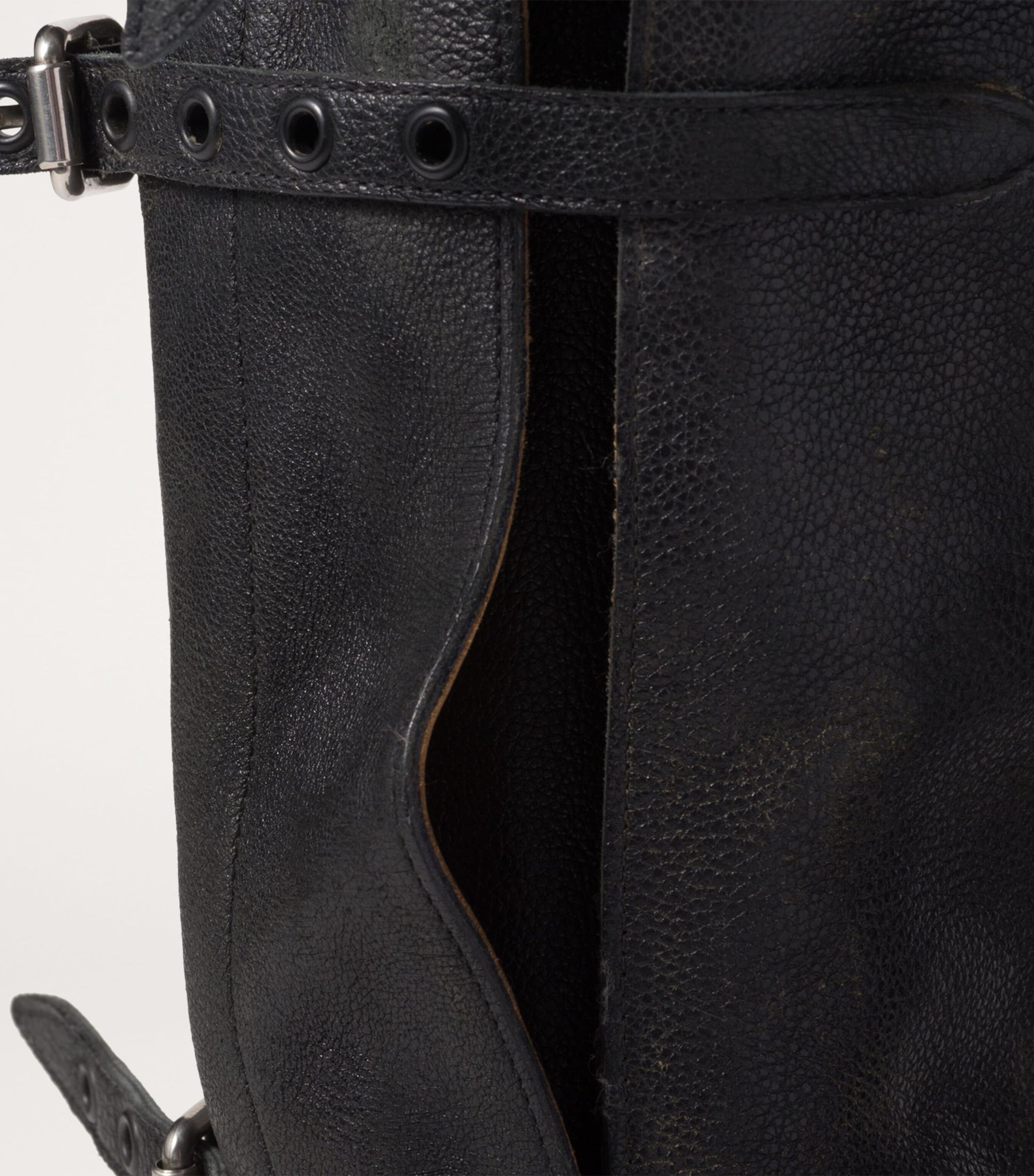 Black Leather Multi-Buckle Boots