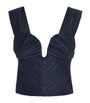 Cult Gaia Blue Plissé Kaitlin Crop Top