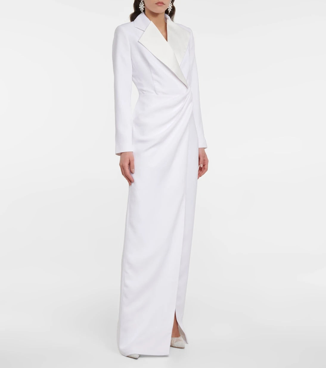 Rasario - Satin-paneled crêpe gown