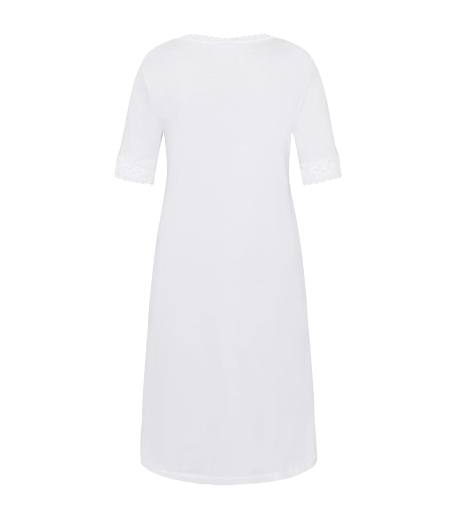 Hanro White Cotton Lace-Trim Moments Nightdress