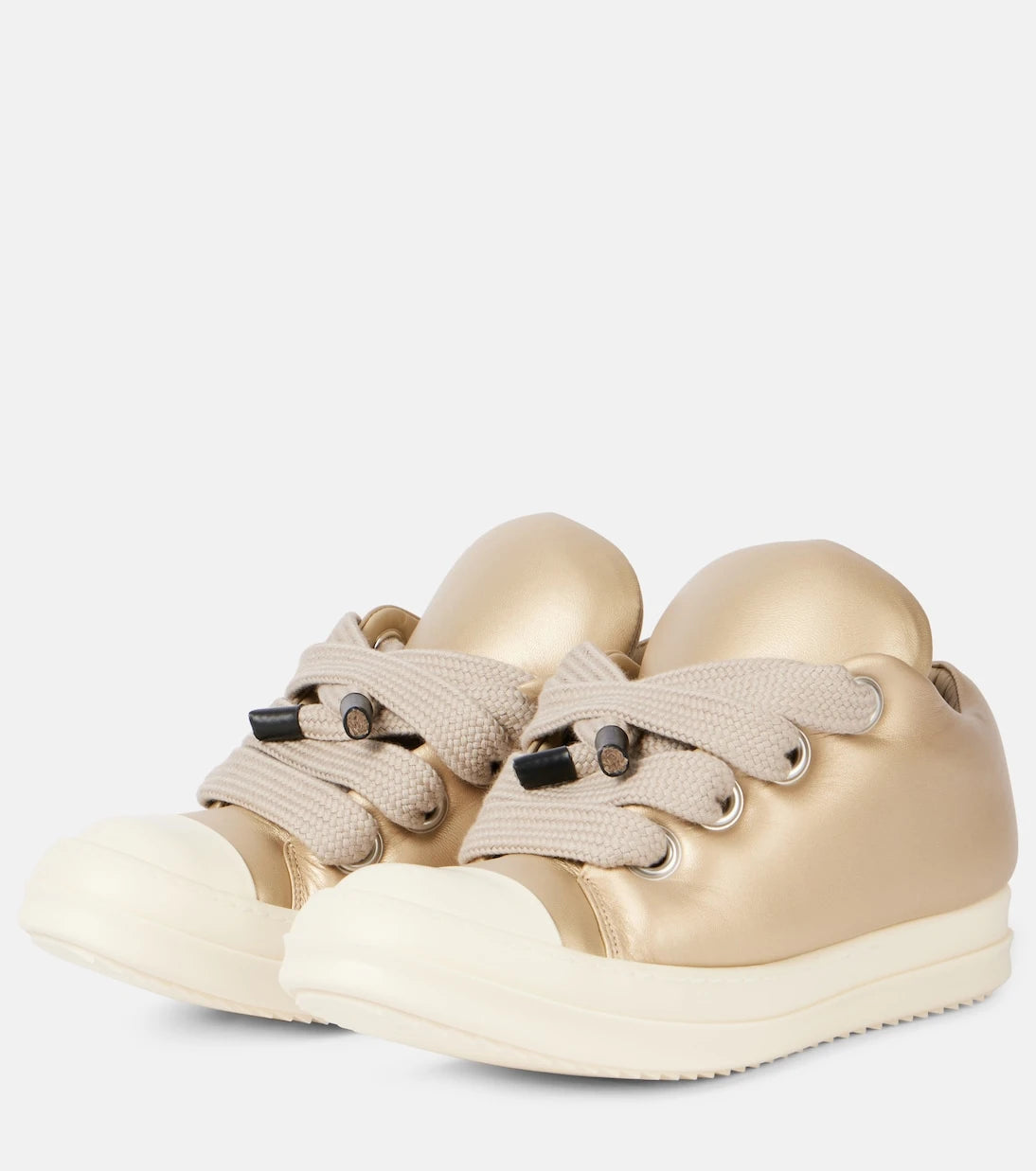 Rick Owens - Jumbolace metallic leather sneakers