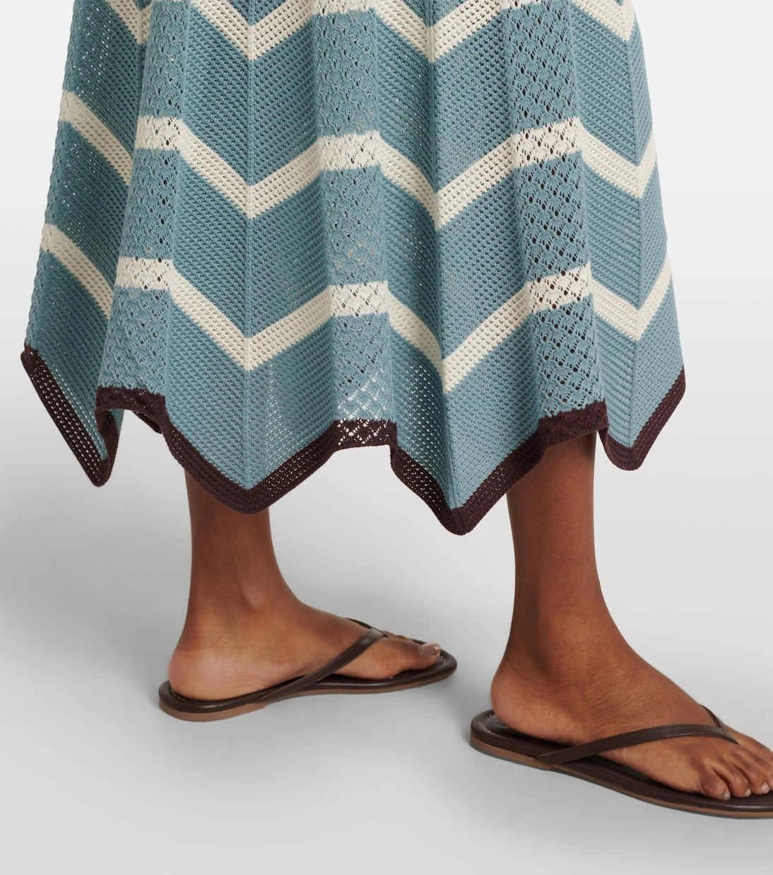 La DoubleJ - Chevron crochet cotton midi skirt