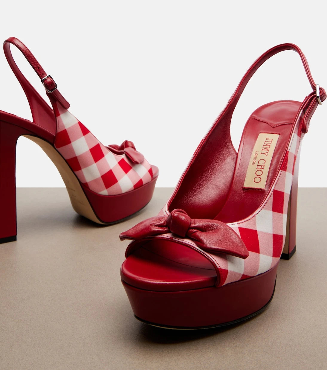 Jimmy Choo - Ziva damalı burnu açık topuklu ayakkabılar