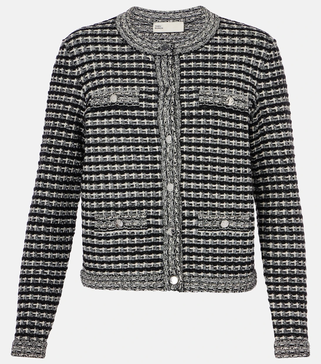 Tory Burch - Wool and cotton-blend jacquard cardigan
