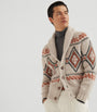 White Alpaca-Blend Jacquard Cardigan