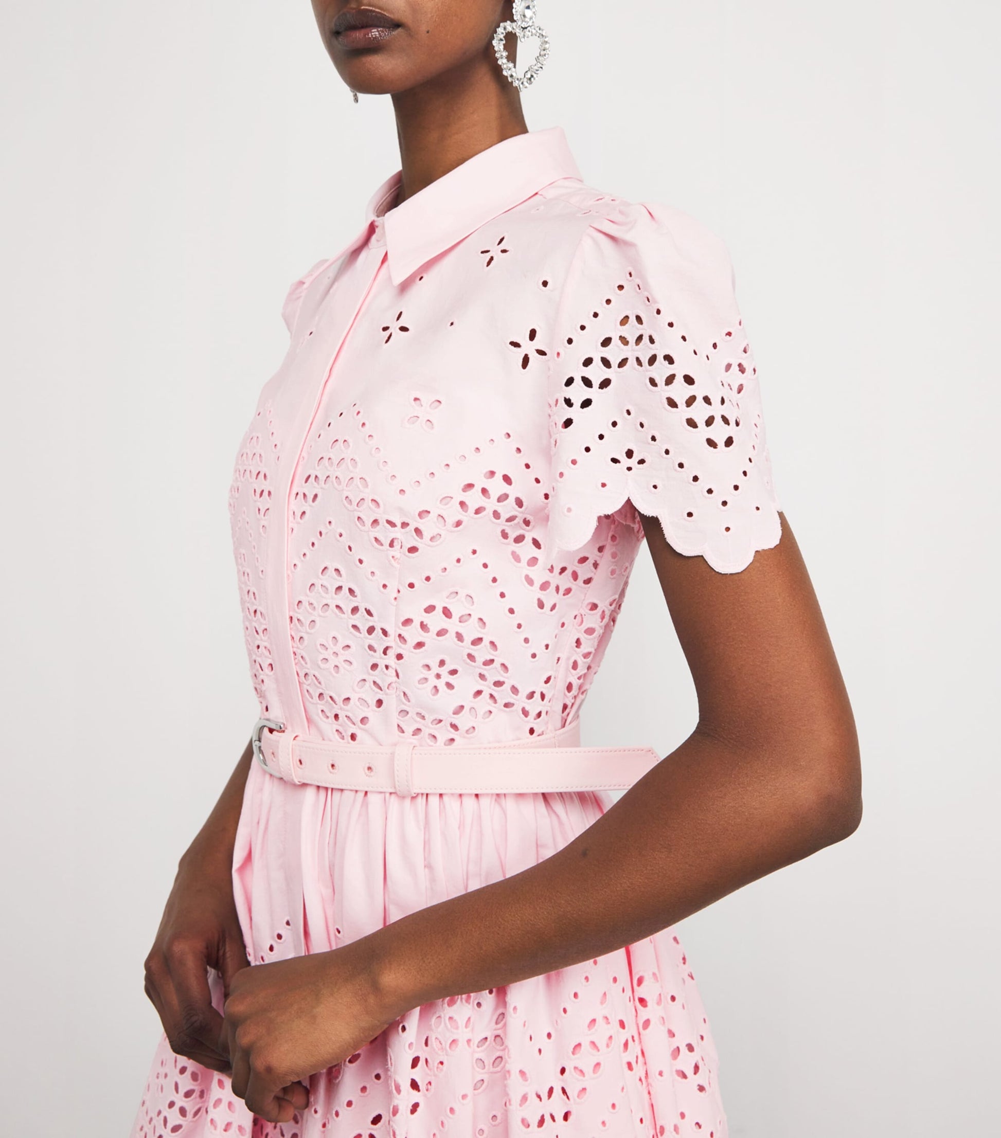 Self-Portrait Pink Broderie Anglaise Belted Mini Dress