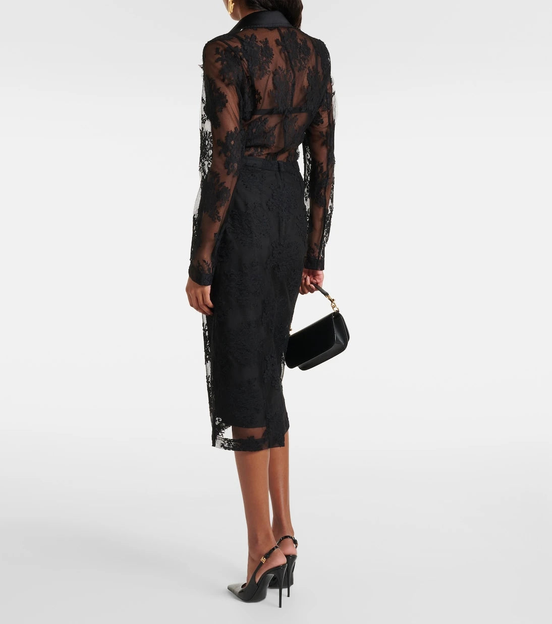 Dolce&Gabbana - Cotton and lace midi skirt