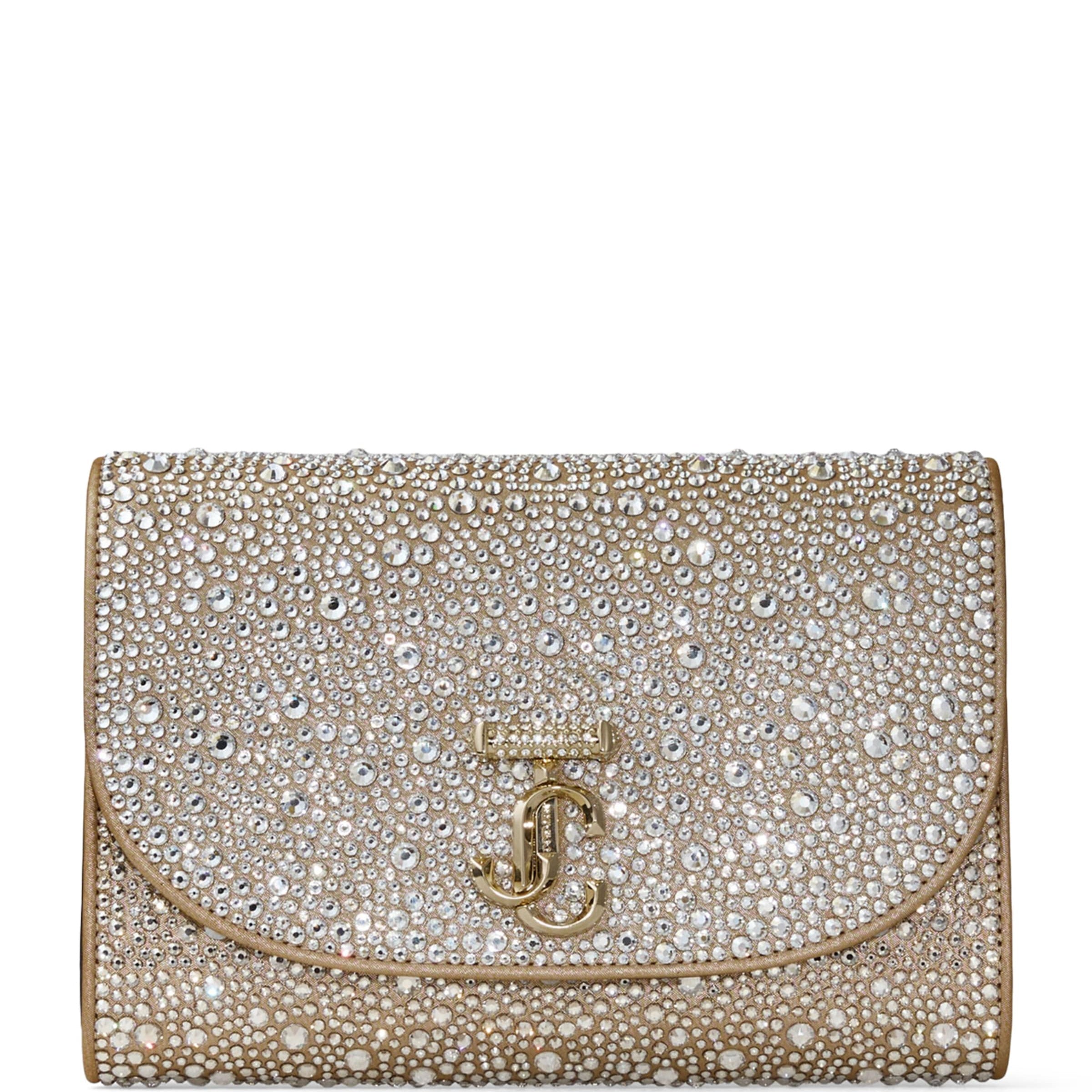 Jimmy Choo Gold Crystal-Embellished Curve Clutch Bag