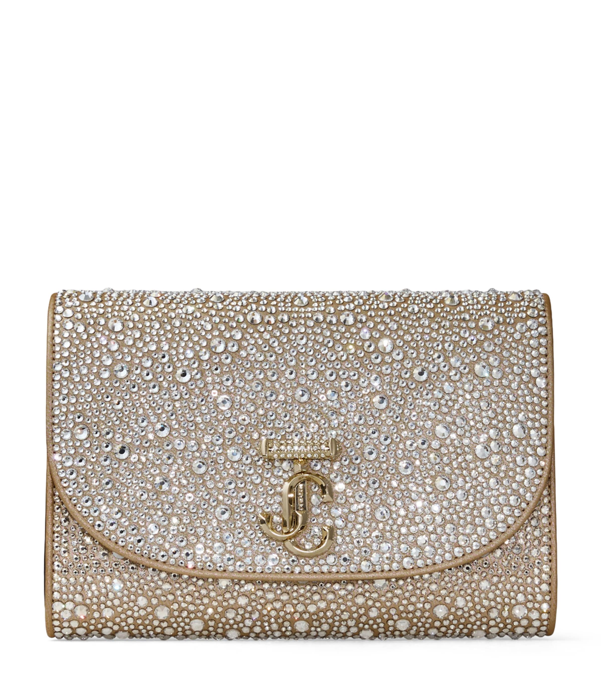 Jimmy Choo Gold Crystal-Embellished Curve Clutch Bag