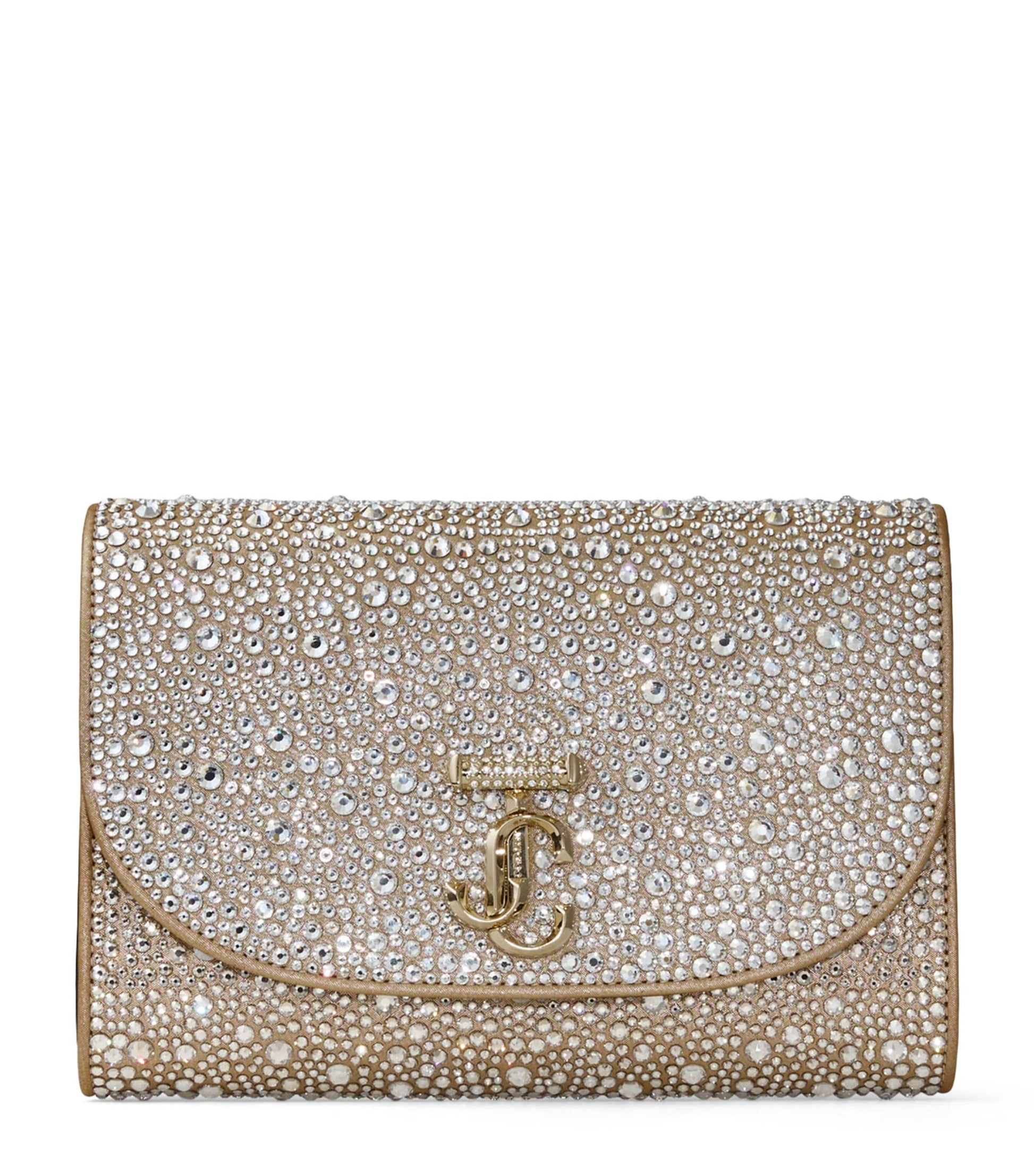 Jimmy Choo Gold Crystal-Embellished Curve Clutch Bag