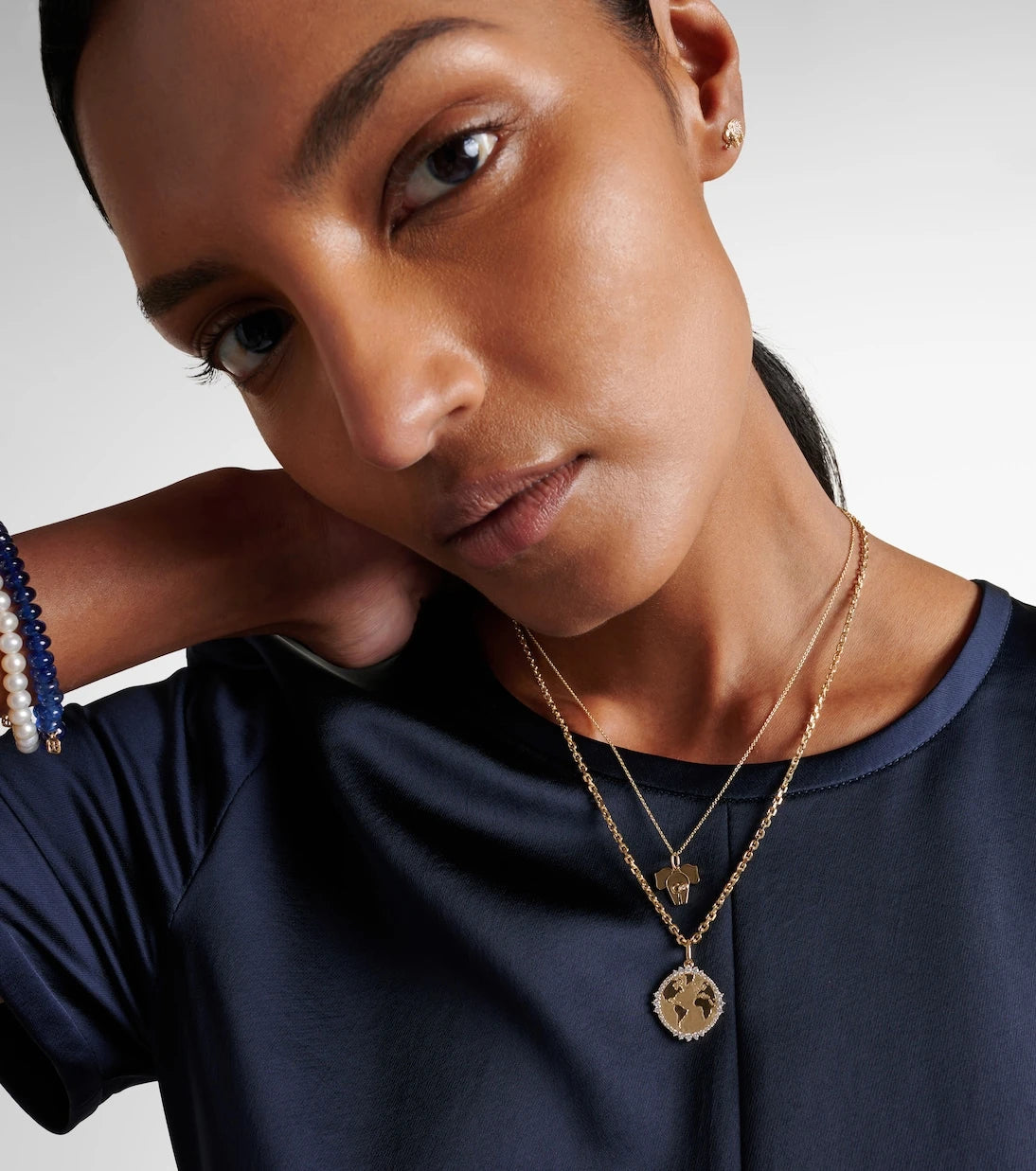 Sydney Evan - Elephant Tail 14kt gold necklace with diamonds