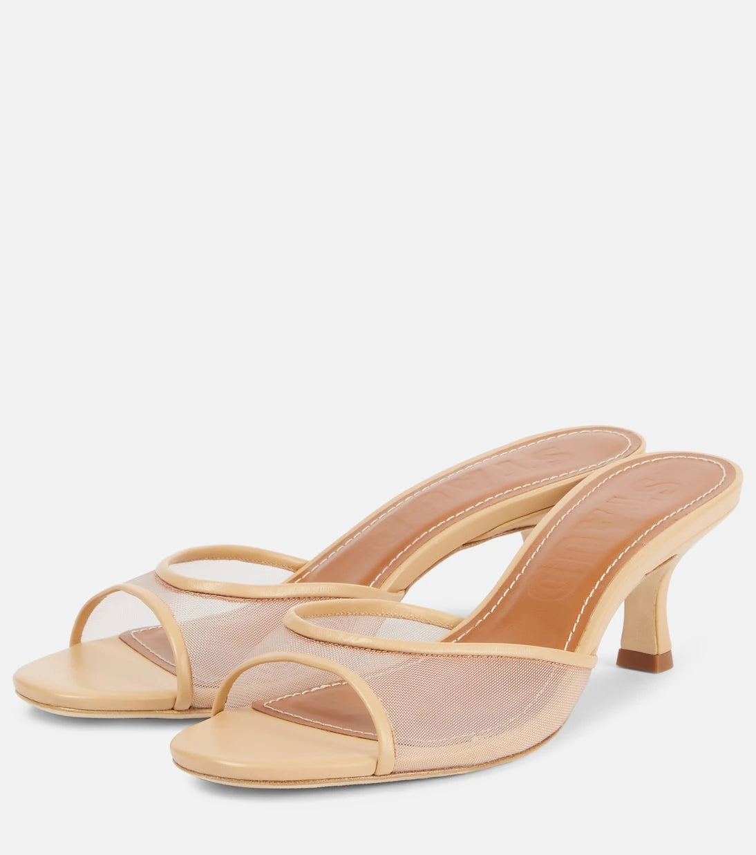 Staud - Brigitte 55 leather-trimmed mesh mules