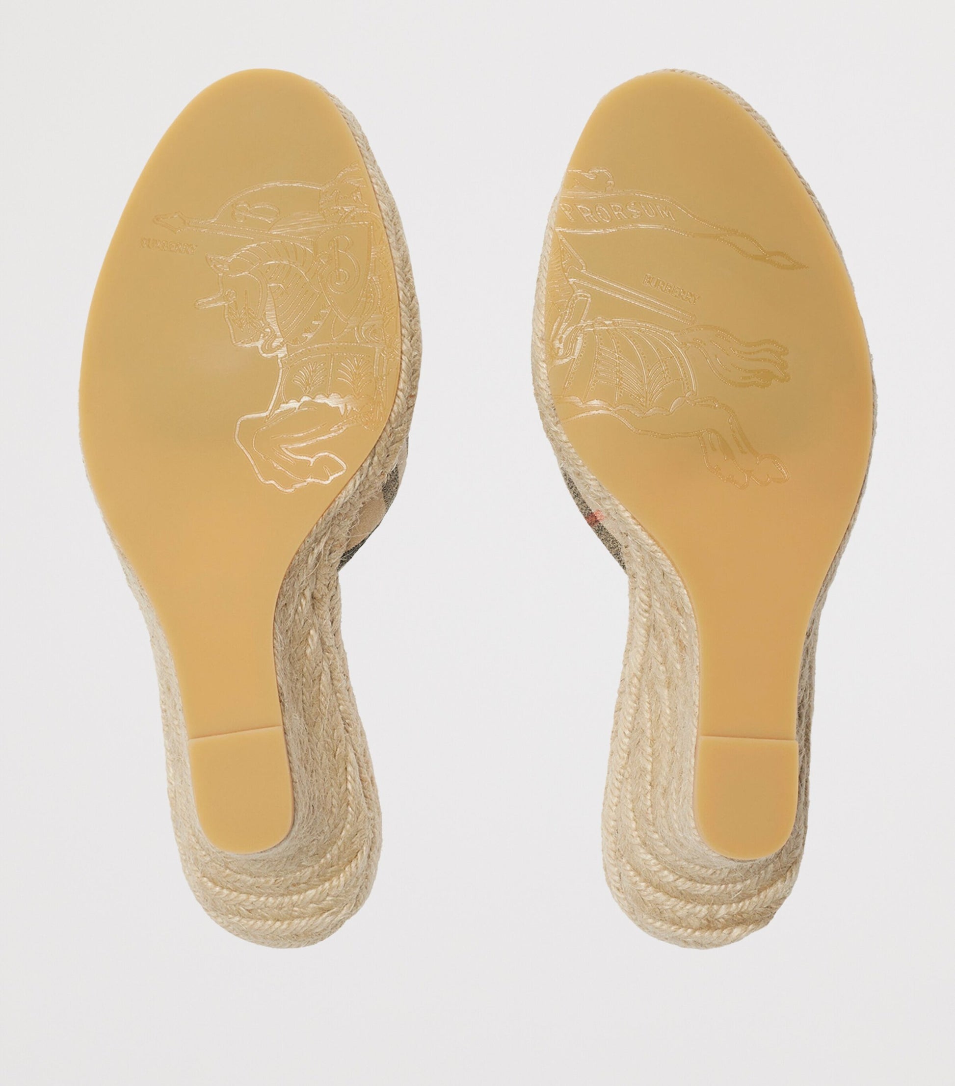 Burberry Beige Check Mews Wedge Mules 65