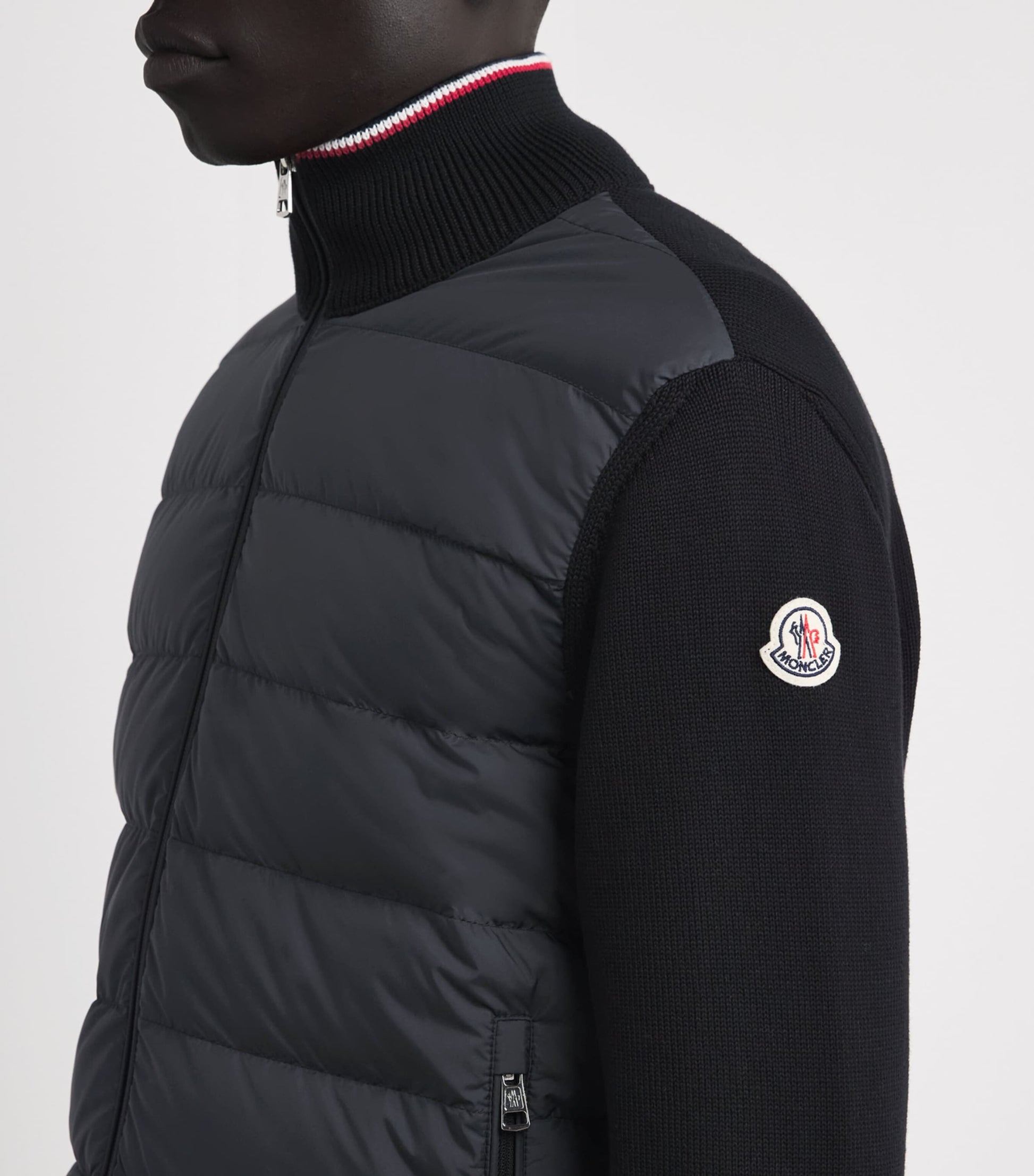 Moncler Black Cotton Down-Front Cardigan