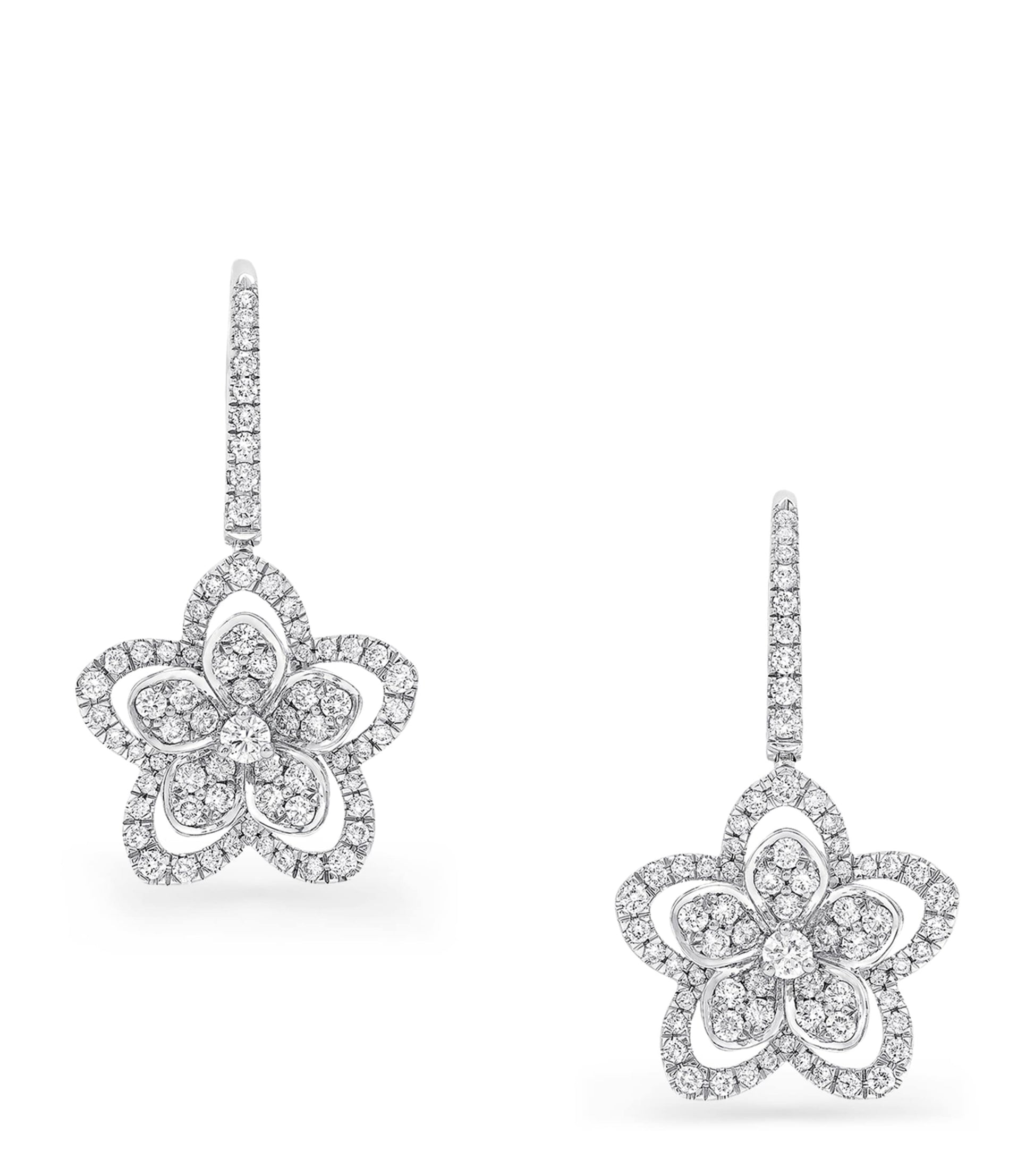 Graff White Gold and Diamond Wild Flower Earrings