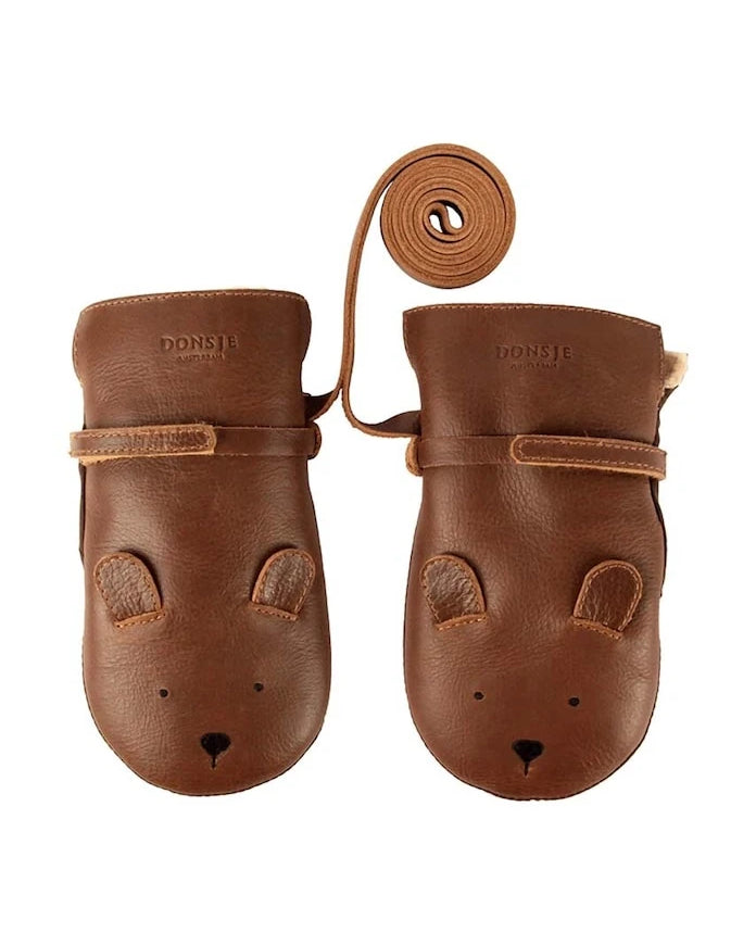 Donsje Kapi Classic Mittens Bear Çocuk Deri Eldiven
