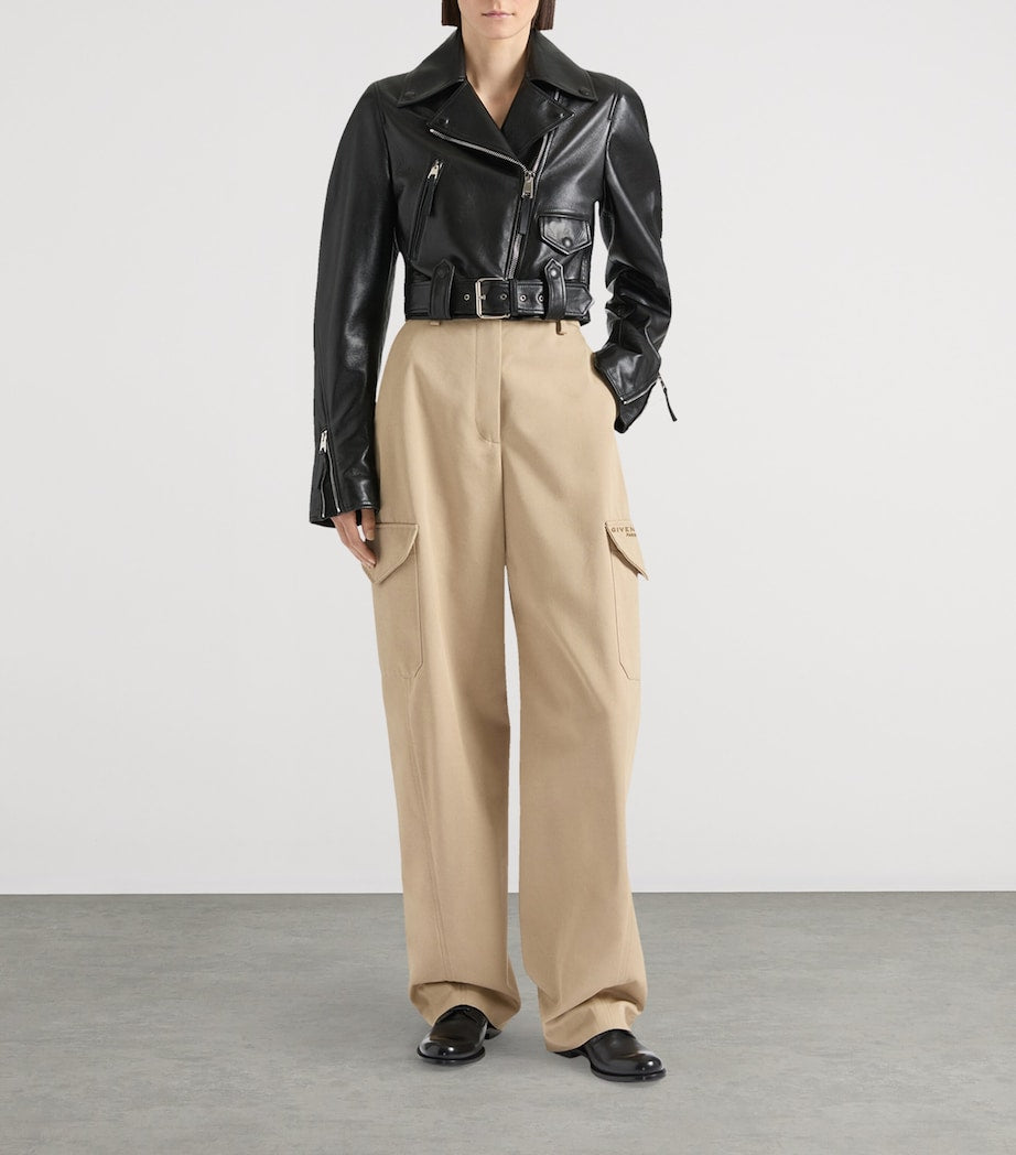 Givenchy Black Leather Cropped Cocoon Jacket