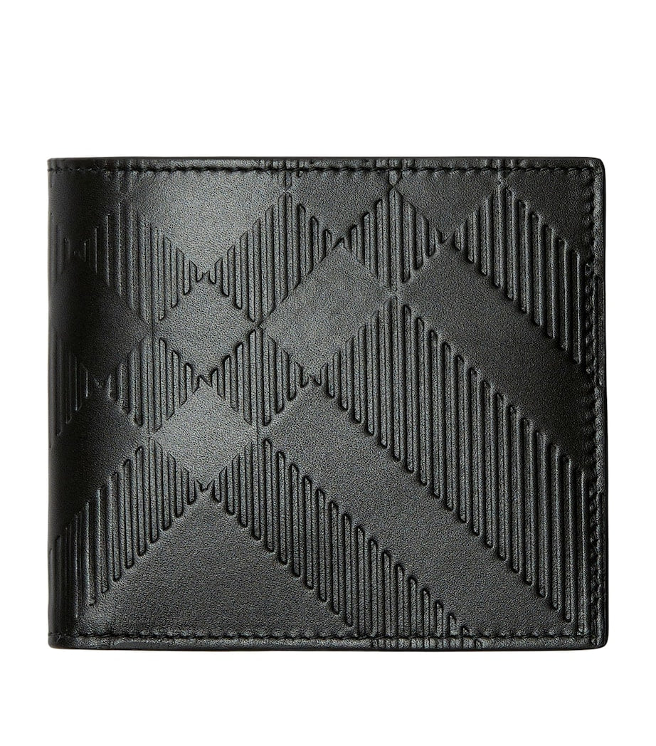 Burberry Leather Embossed Check Bifold Coin Wallet