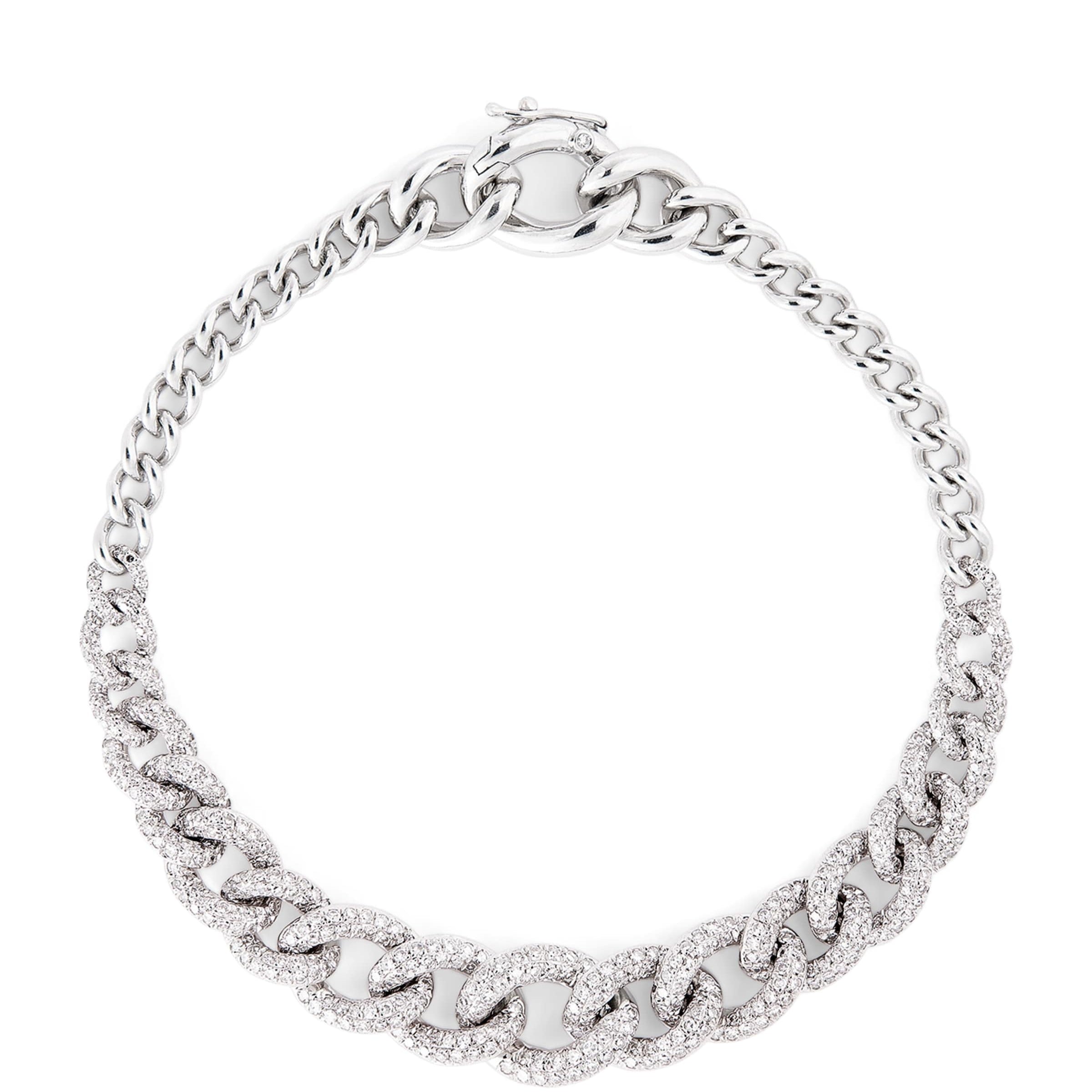 White Gold and Diamond Gradual Pavé Link Bracelet