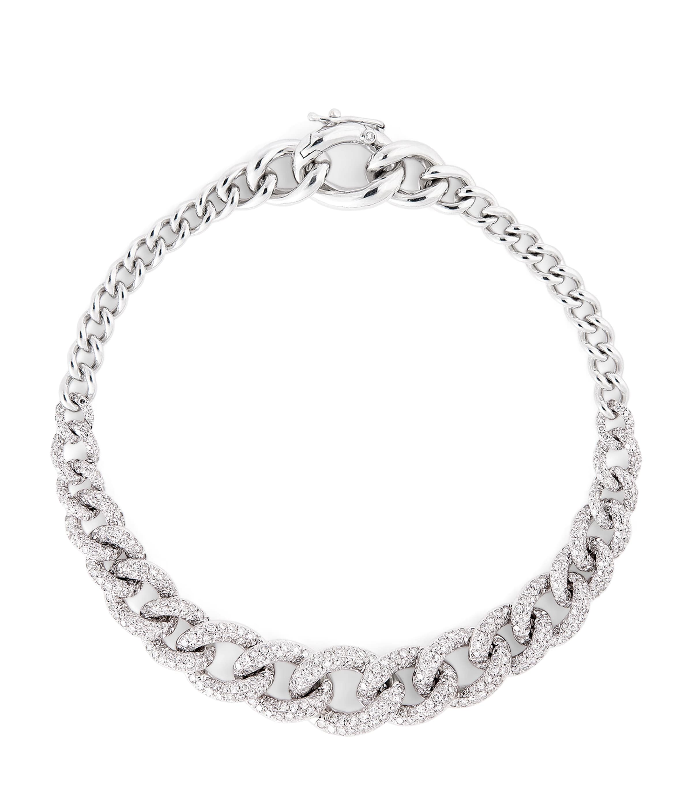 White Gold and Diamond Gradual Pavé Link Bracelet