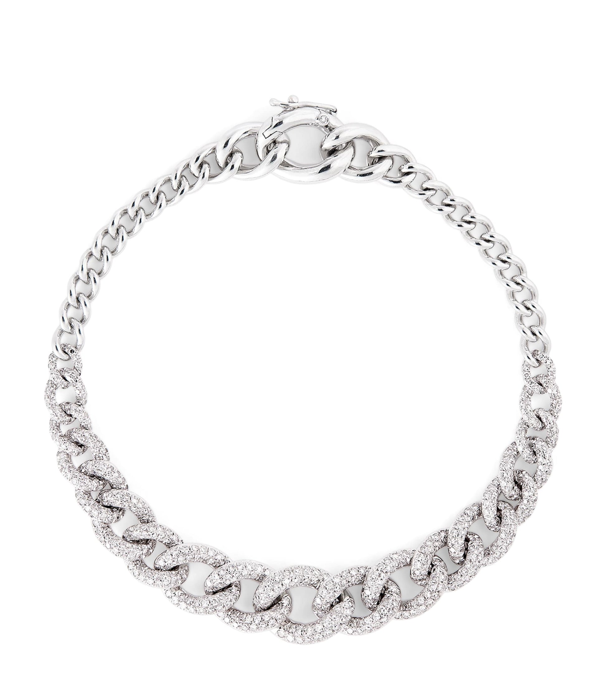 White Gold and Diamond Gradual Pavé Link Bracelet
