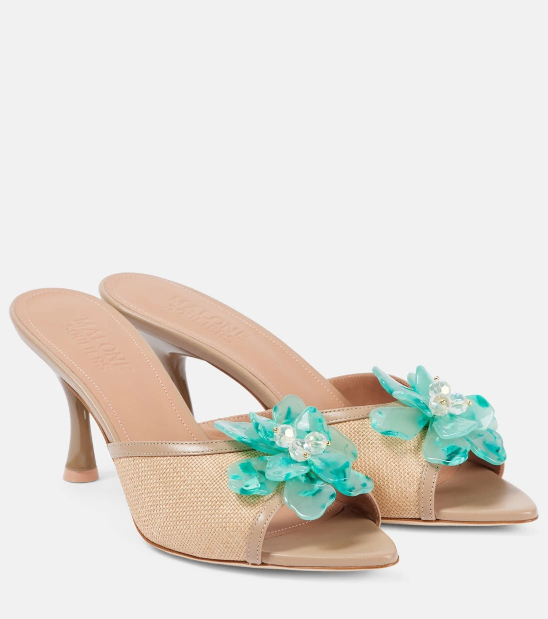 Malone Souliers - Cyd 70 embellished leather-trimmed mules