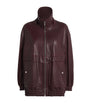 NOUR HAMMOUR Purple Beck Leather Bomber Jacket