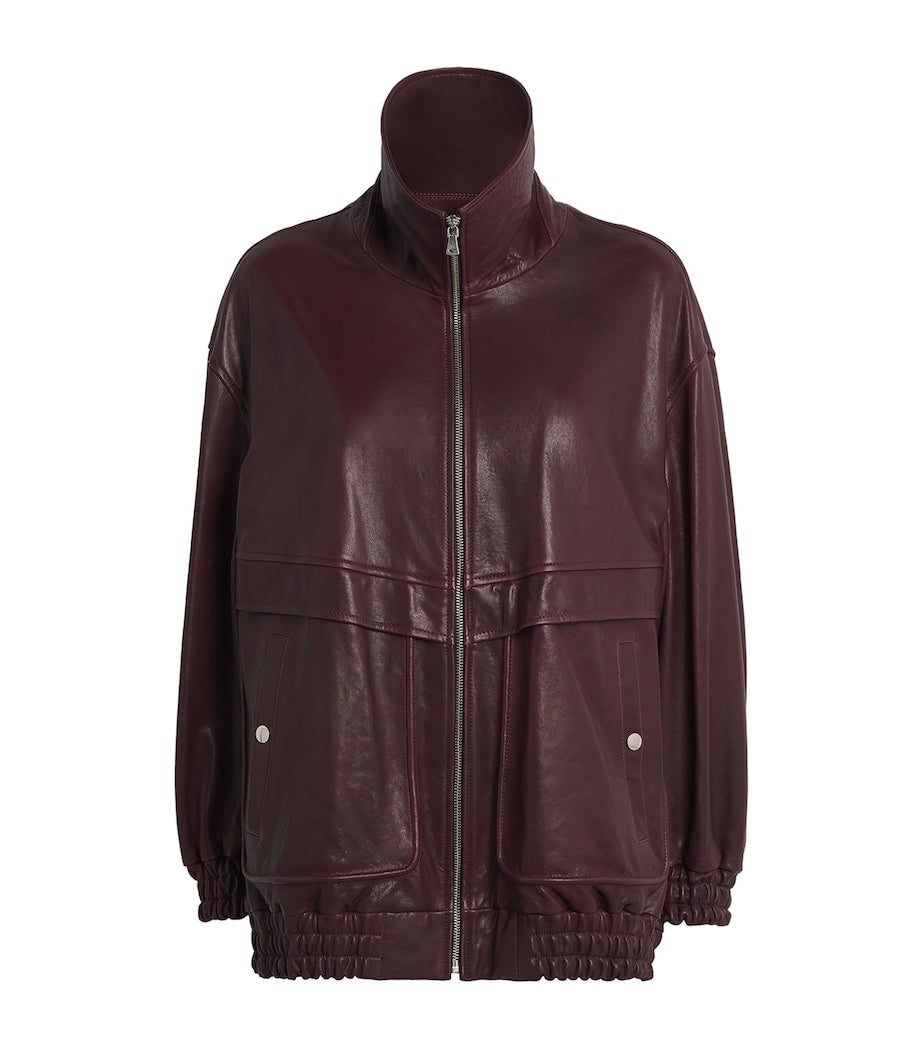 NOUR HAMMOUR Purple Beck Leather Bomber Jacket