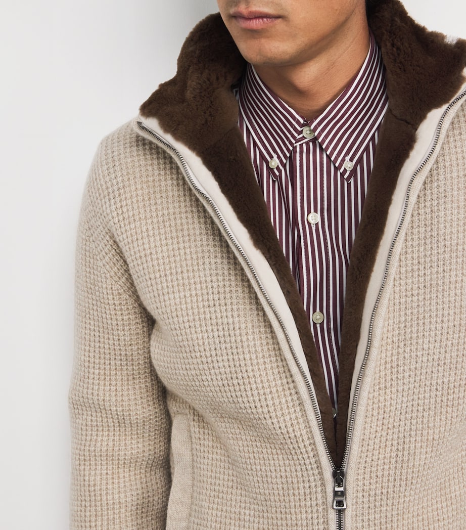 Fioroni Cashmere Beige Cashmere-Mink Bomber Jacket