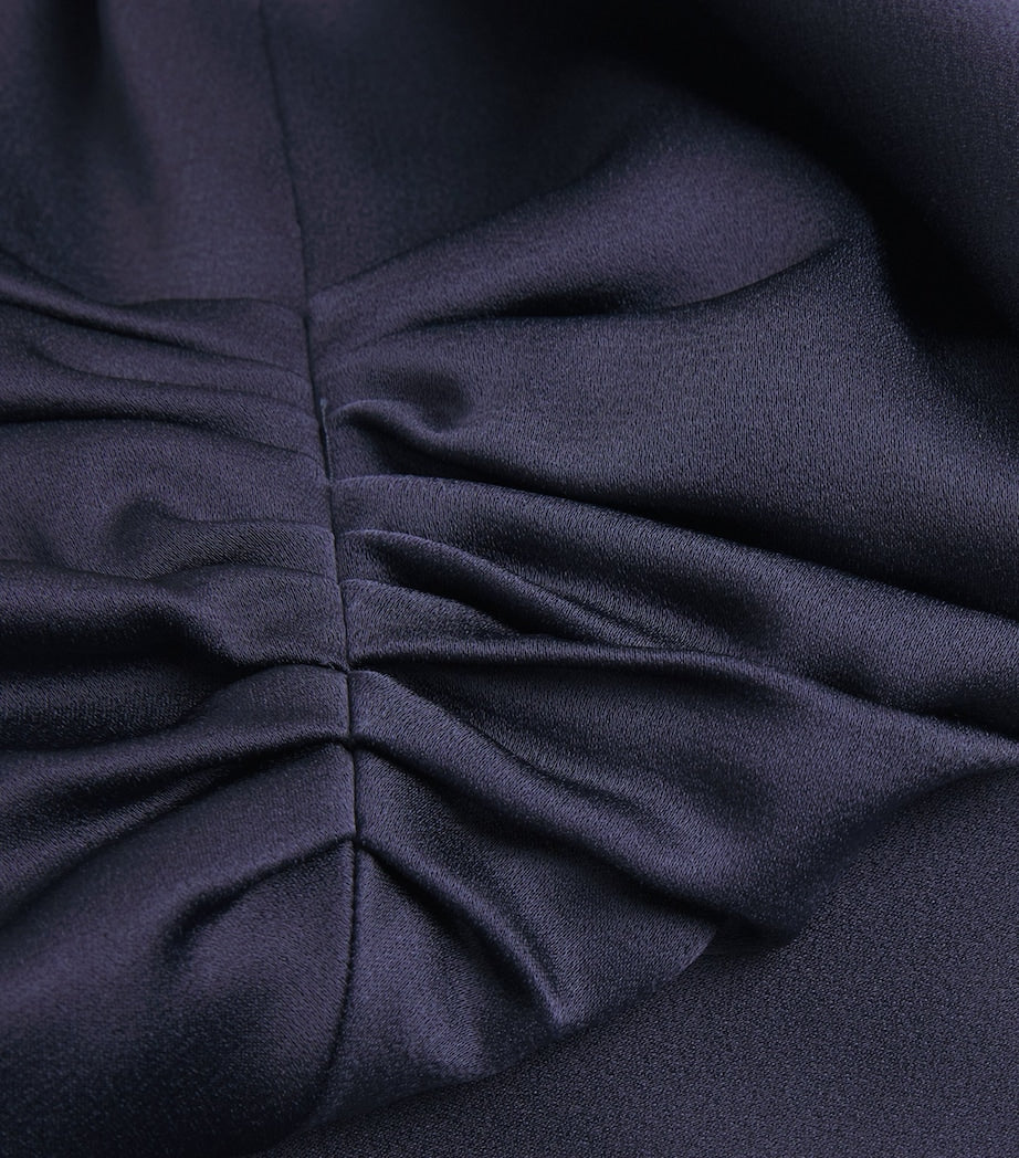 Victoria Beckham Navy Gathered-Waist Maxi Dress