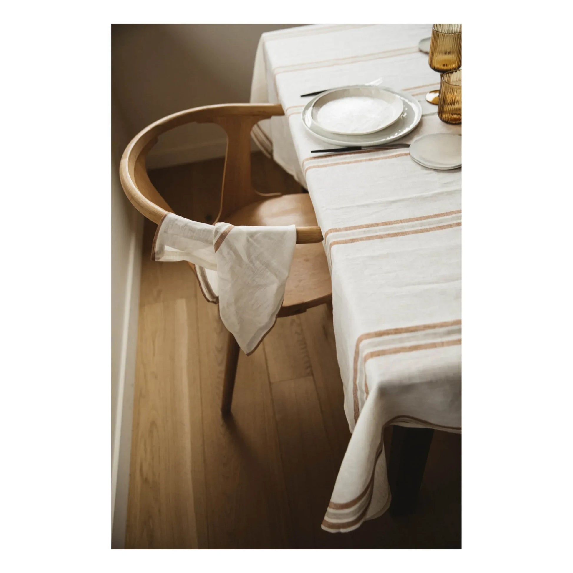 Gabrielle Paris - Striped Washed Linen Napkins | Coffee