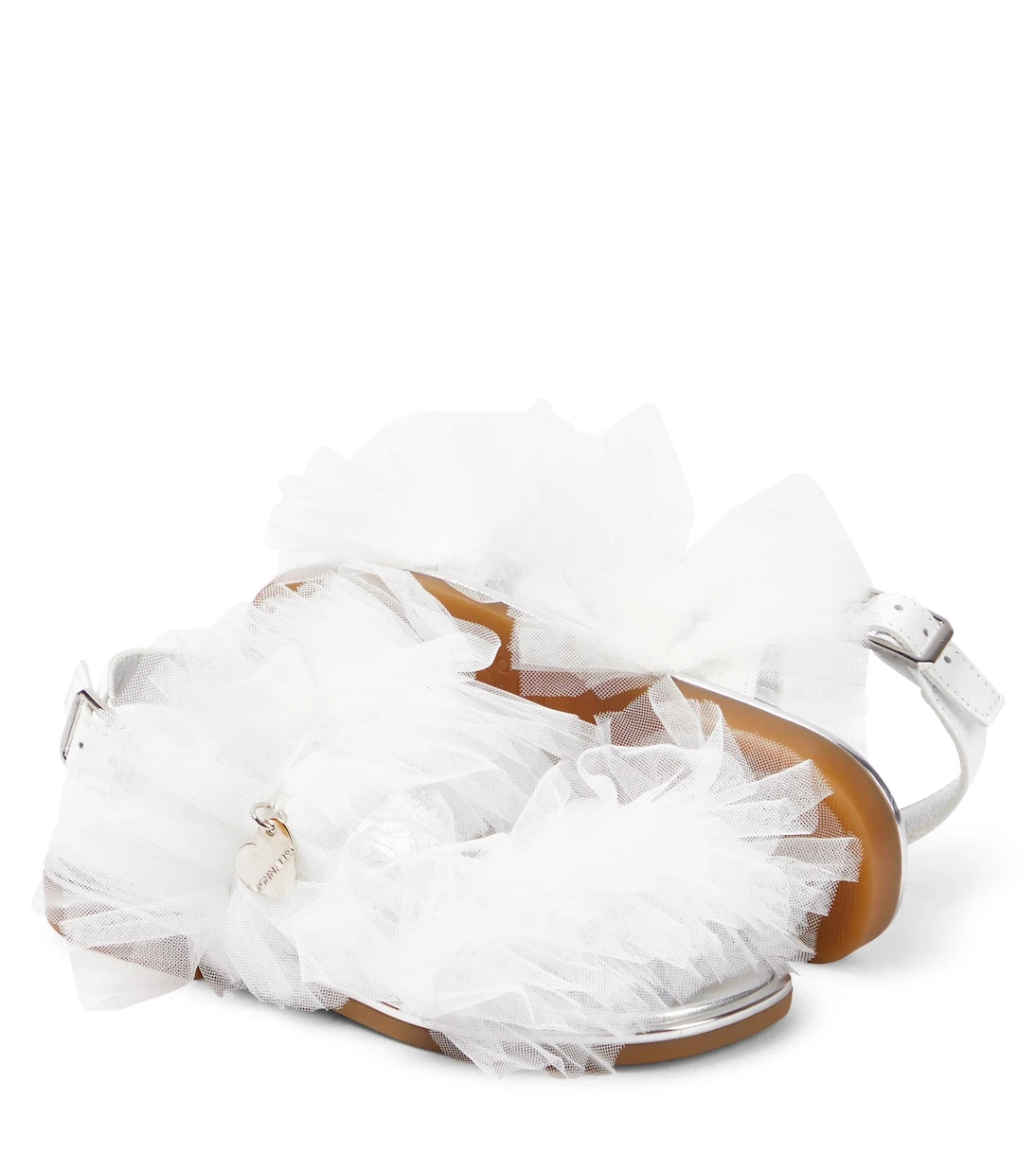 Monnalisa - Appliqué tulle and leather sandals