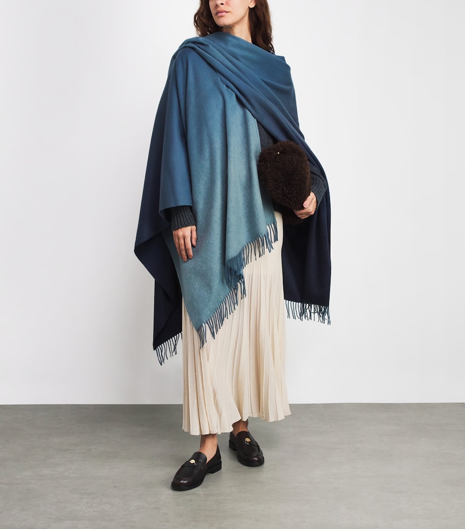 Blue Cashmere Ombré Cape