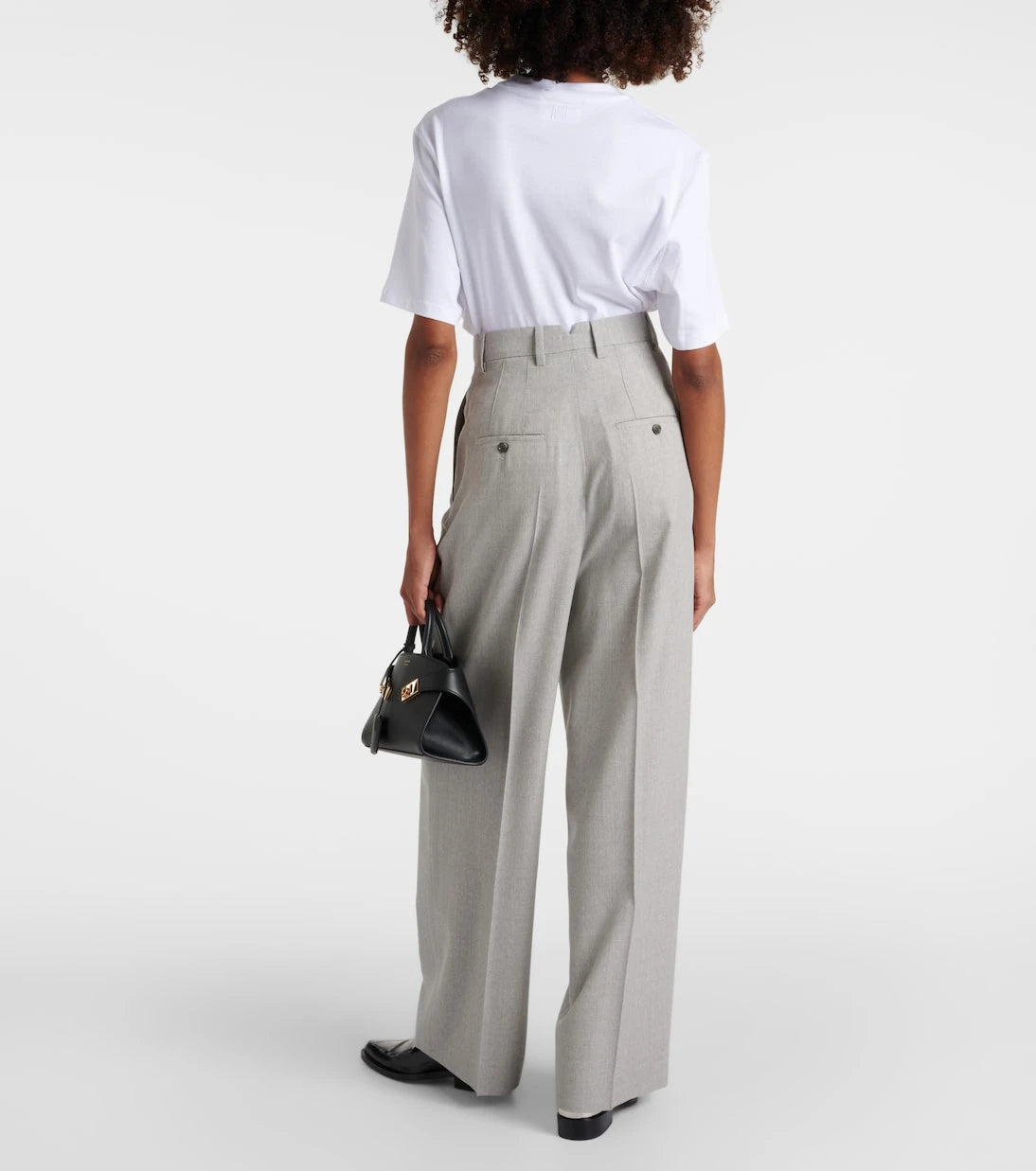 Ami Paris - High-rise wool wide-leg pants