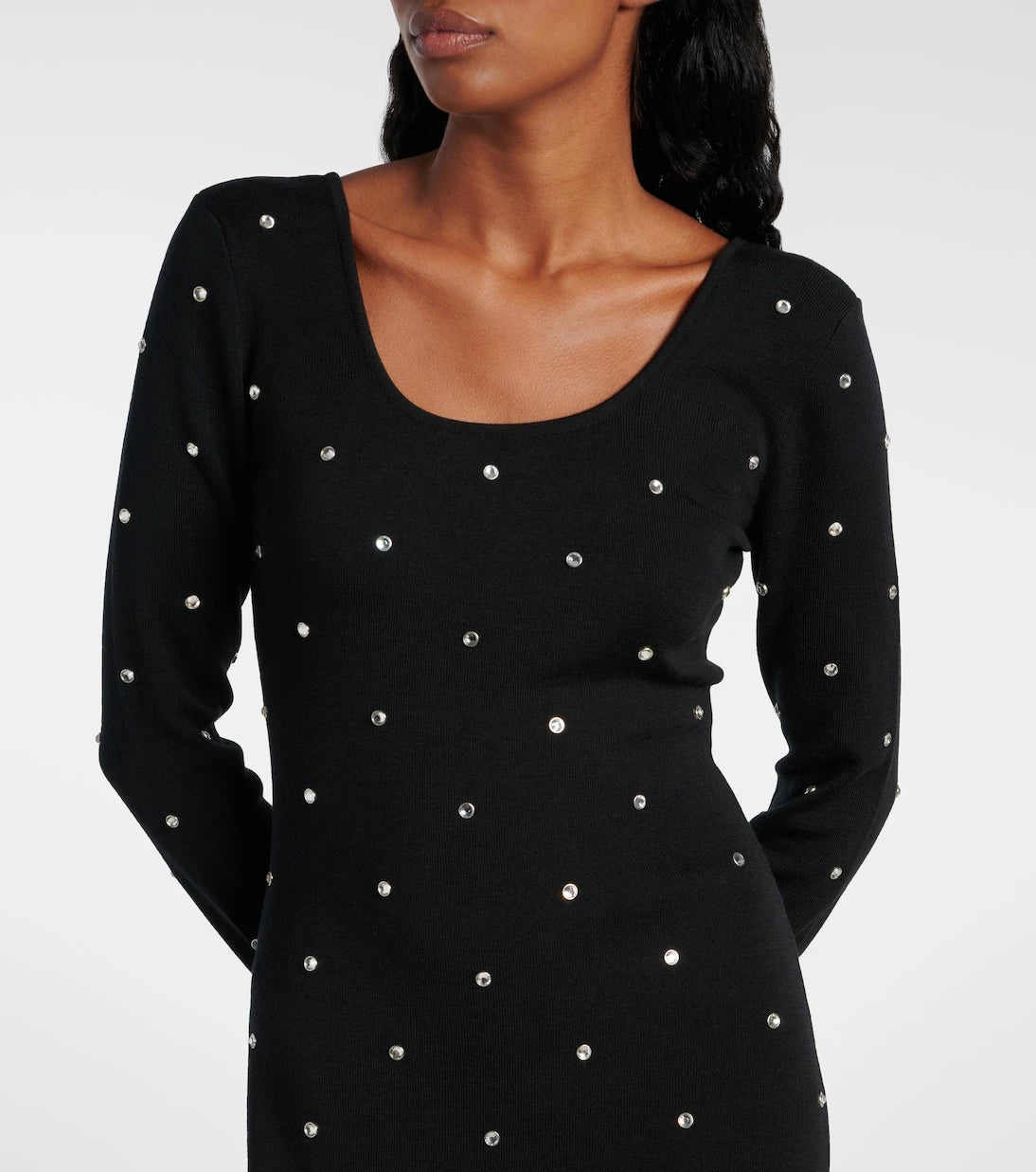 Versace - Crystal-embellished virgin wool midi dress