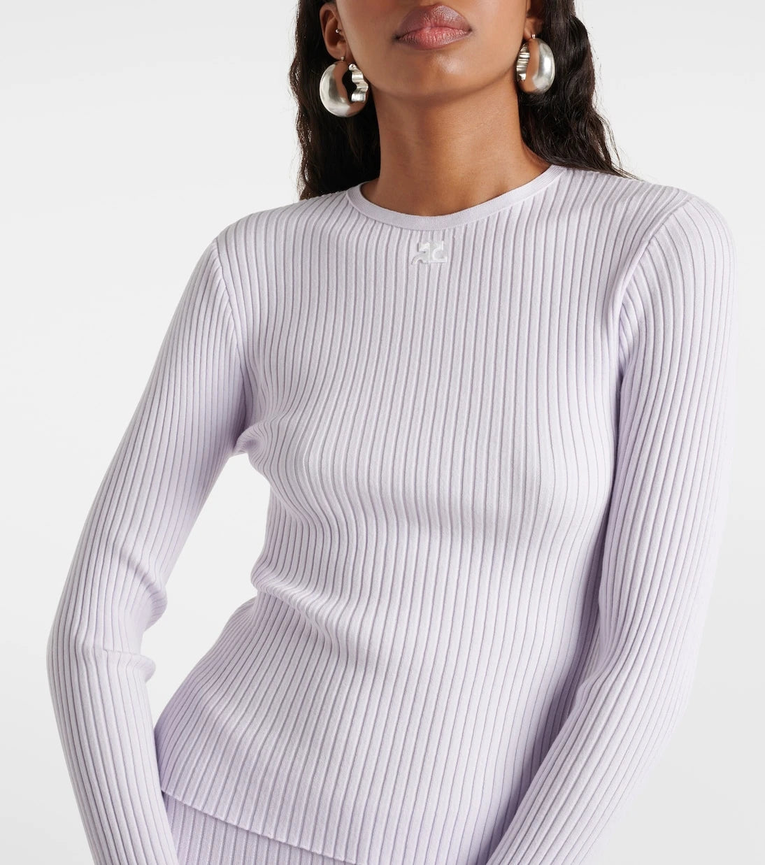 Courrèges - Logo cutout ribbed-knit top