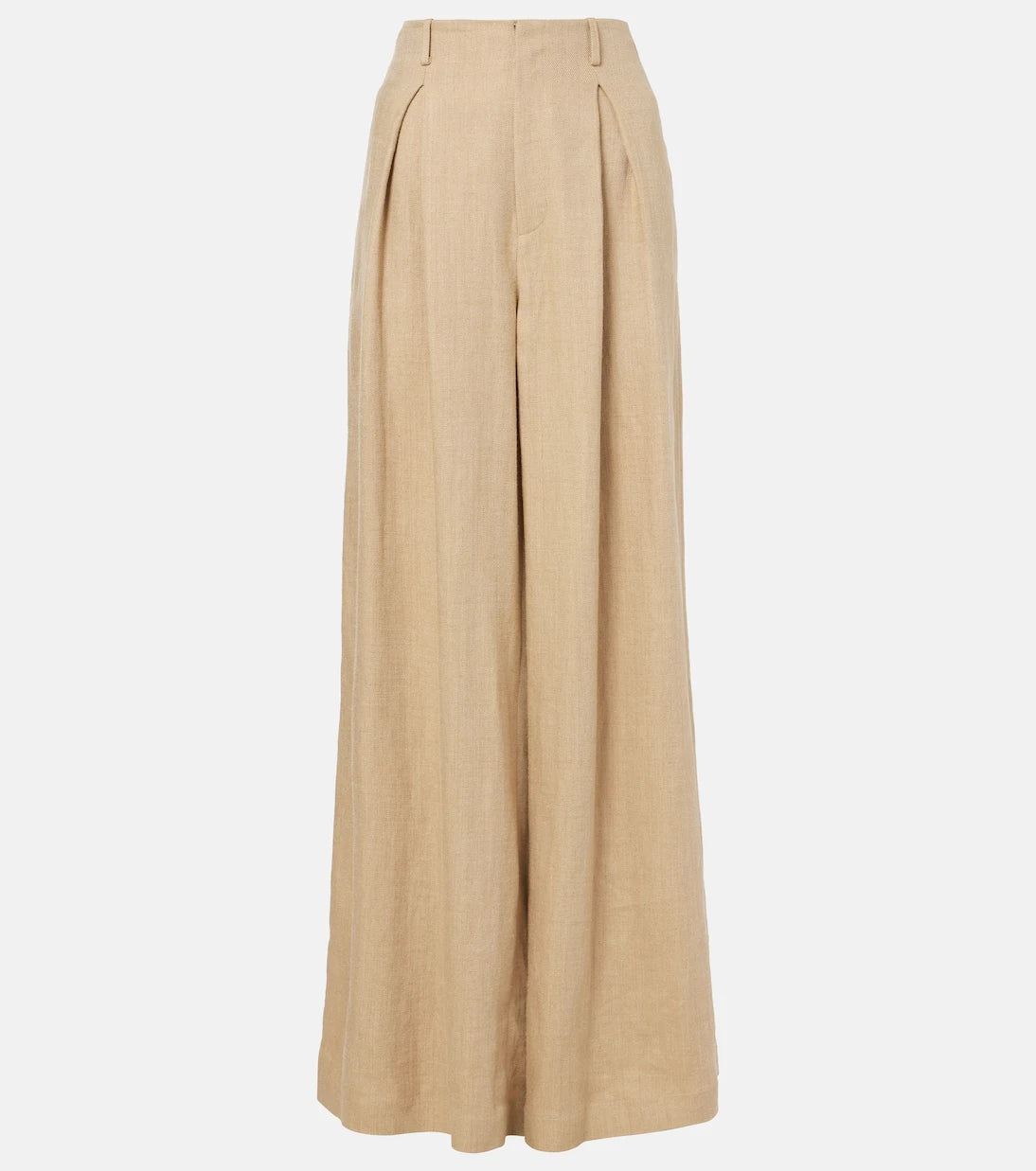 Ralph Lauren Collection - بنطلون Greer بقصة أرجل واسعة من الحرير والكتان