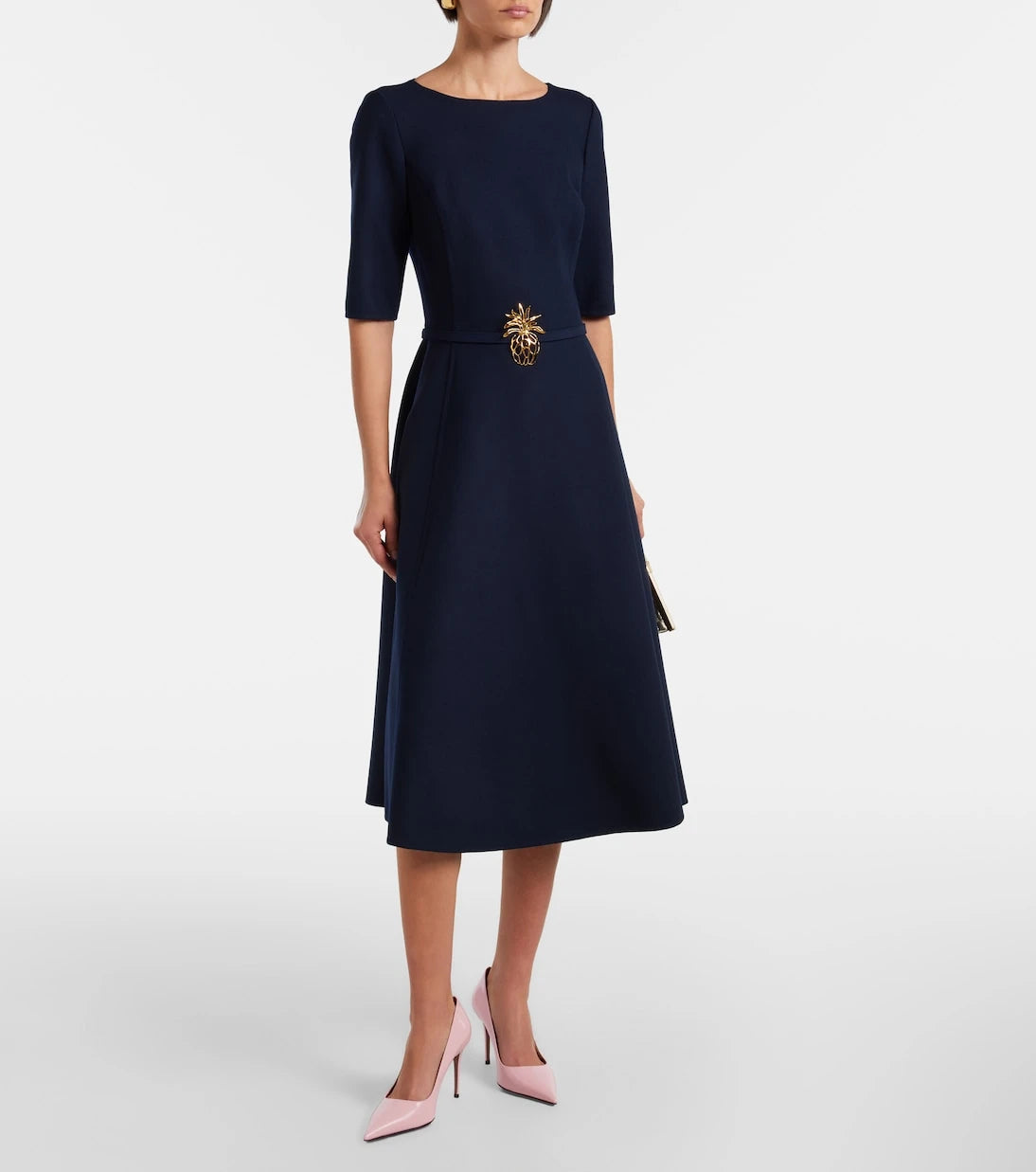 Oscar de la Renta - Belted wool-blend midi dress