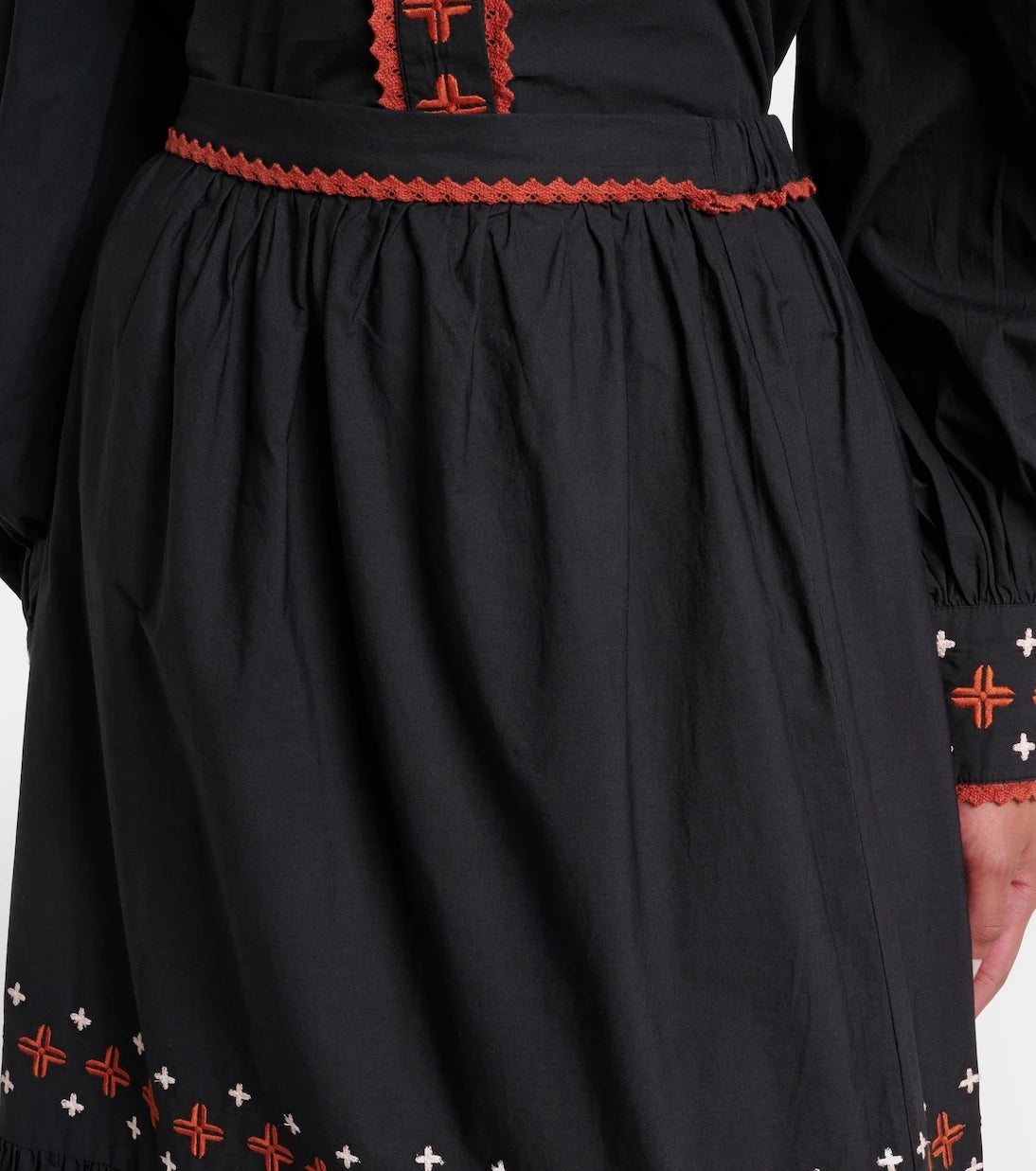 Farm Rio - Embroidered cotton maxi skirt