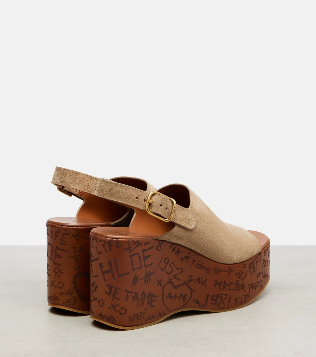 Chloé - Maxime 80 suede wedge sandals